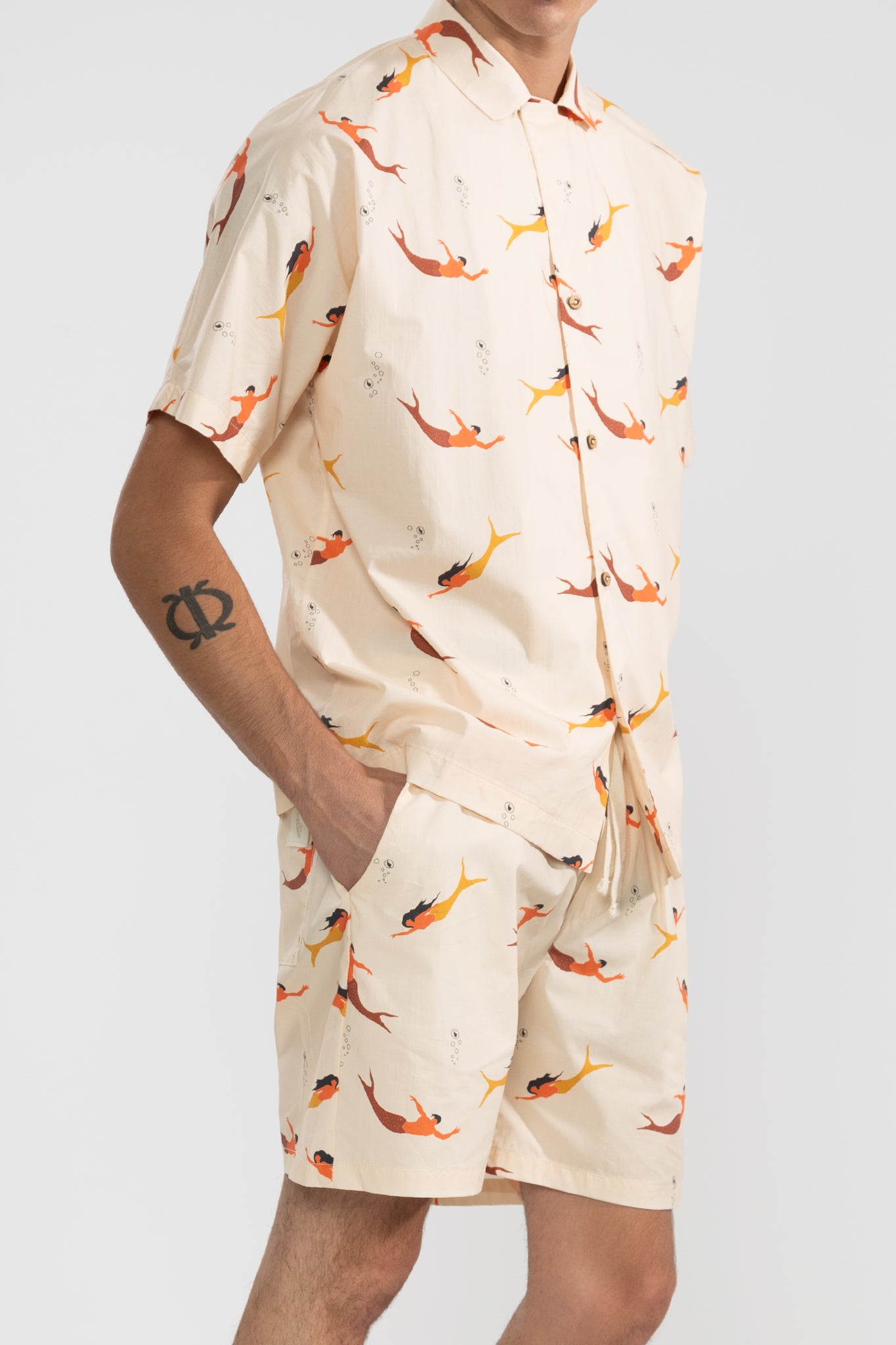 Chemise convertible col camp Mermaid crème