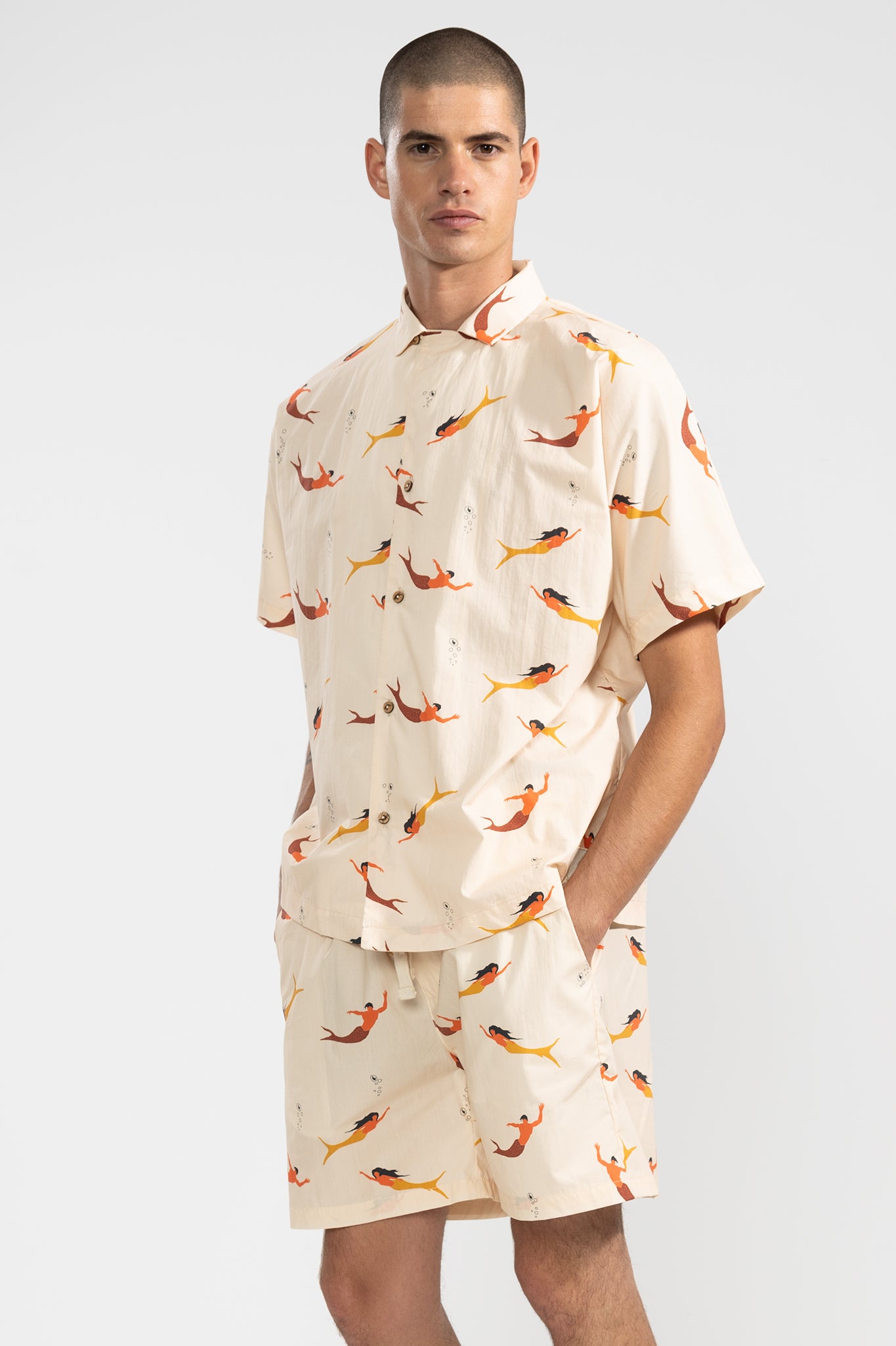 Chemise convertible col camp Mermaid crème