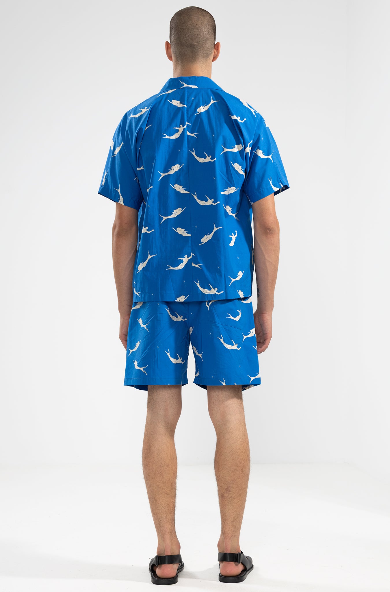 Chemise convertible col campagne bleu sirène