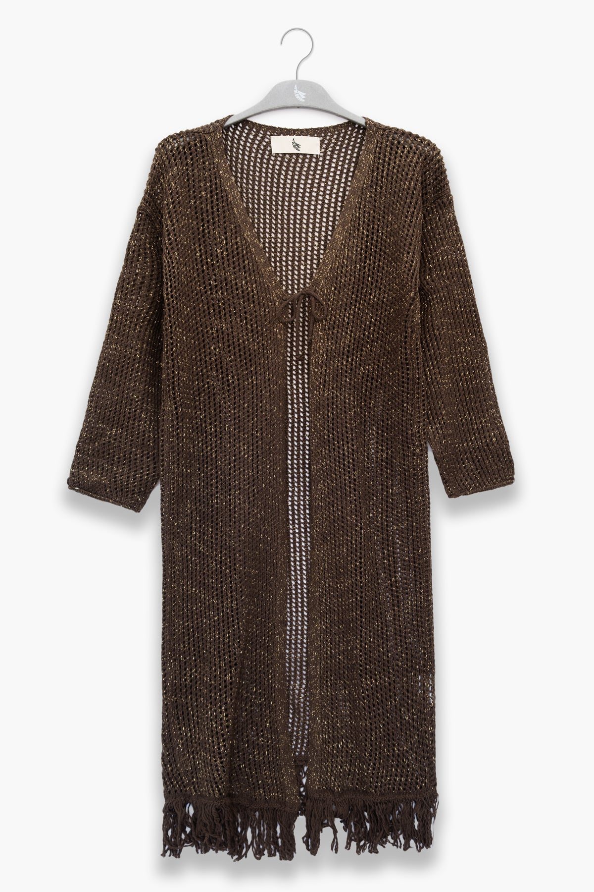 Cardigan with Fringes in Chocolate