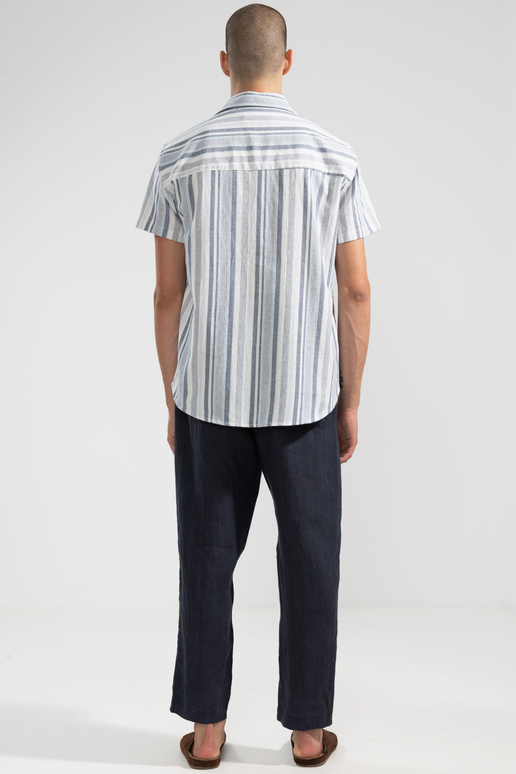 Fede Short Sleeve Shirt in Stripes Blue