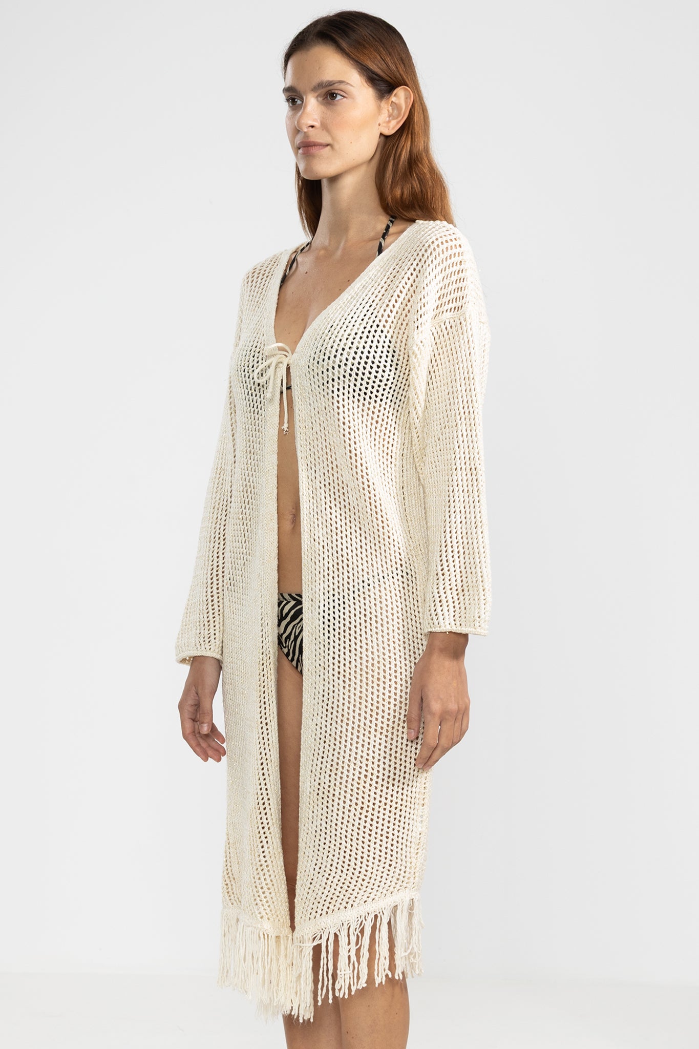 Cardigan con Frange Crema