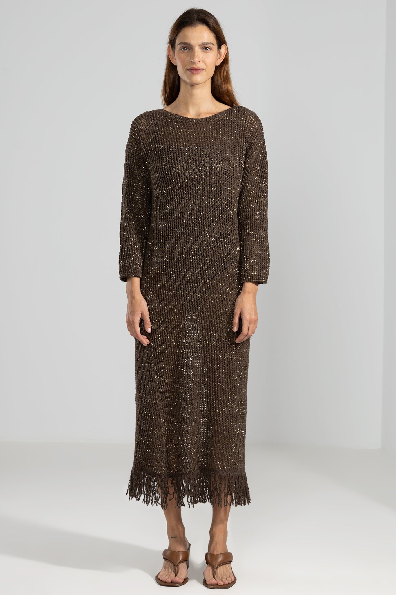 Fransen Kleid in Schoko