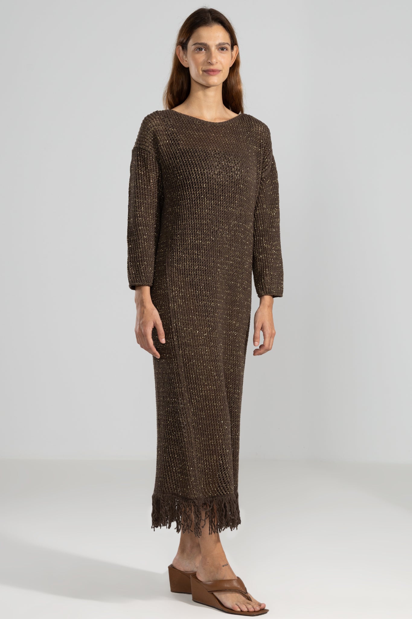 Fransen Kleid in Schoko