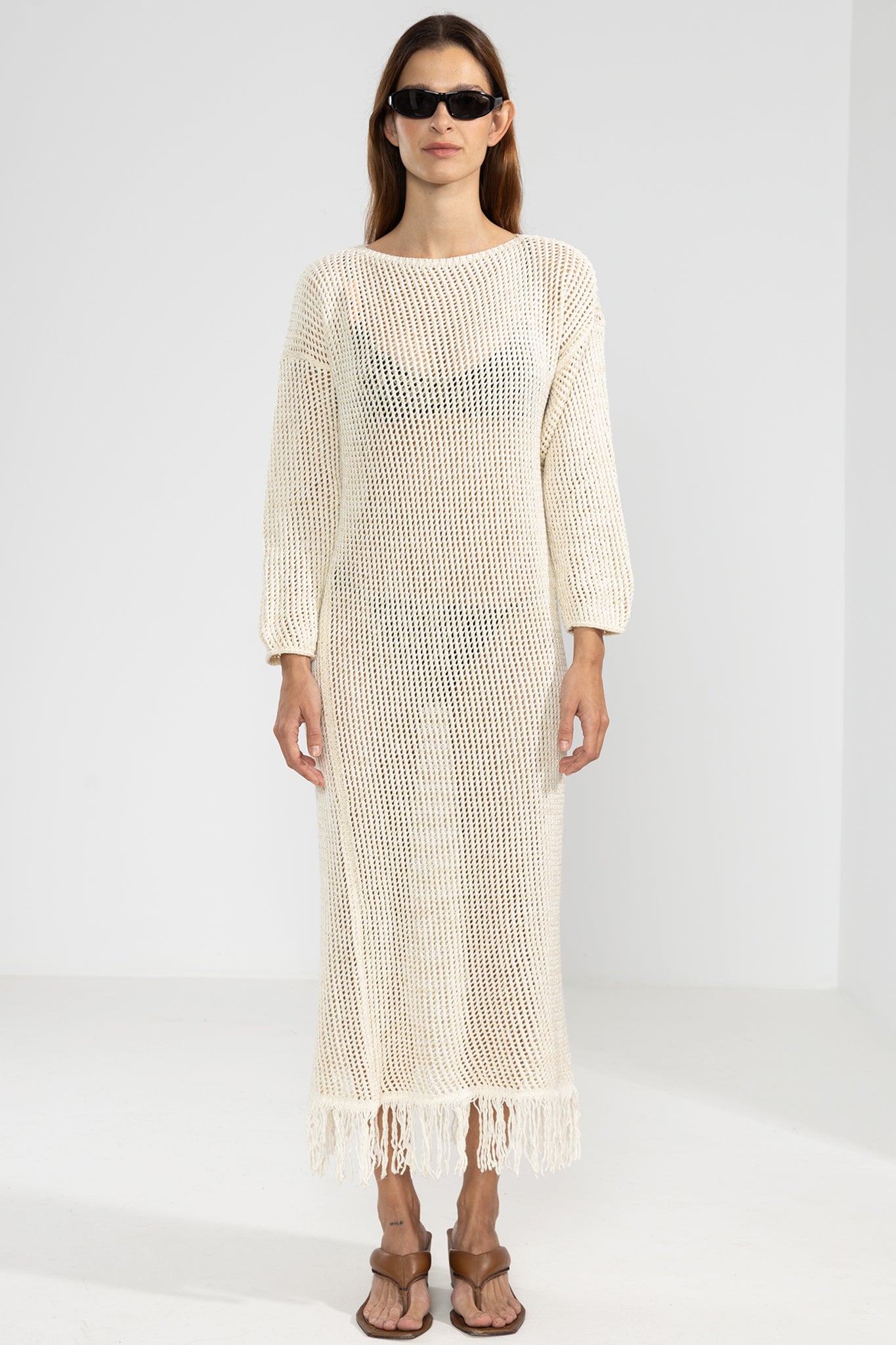 Open-Knit Dress with Lurex