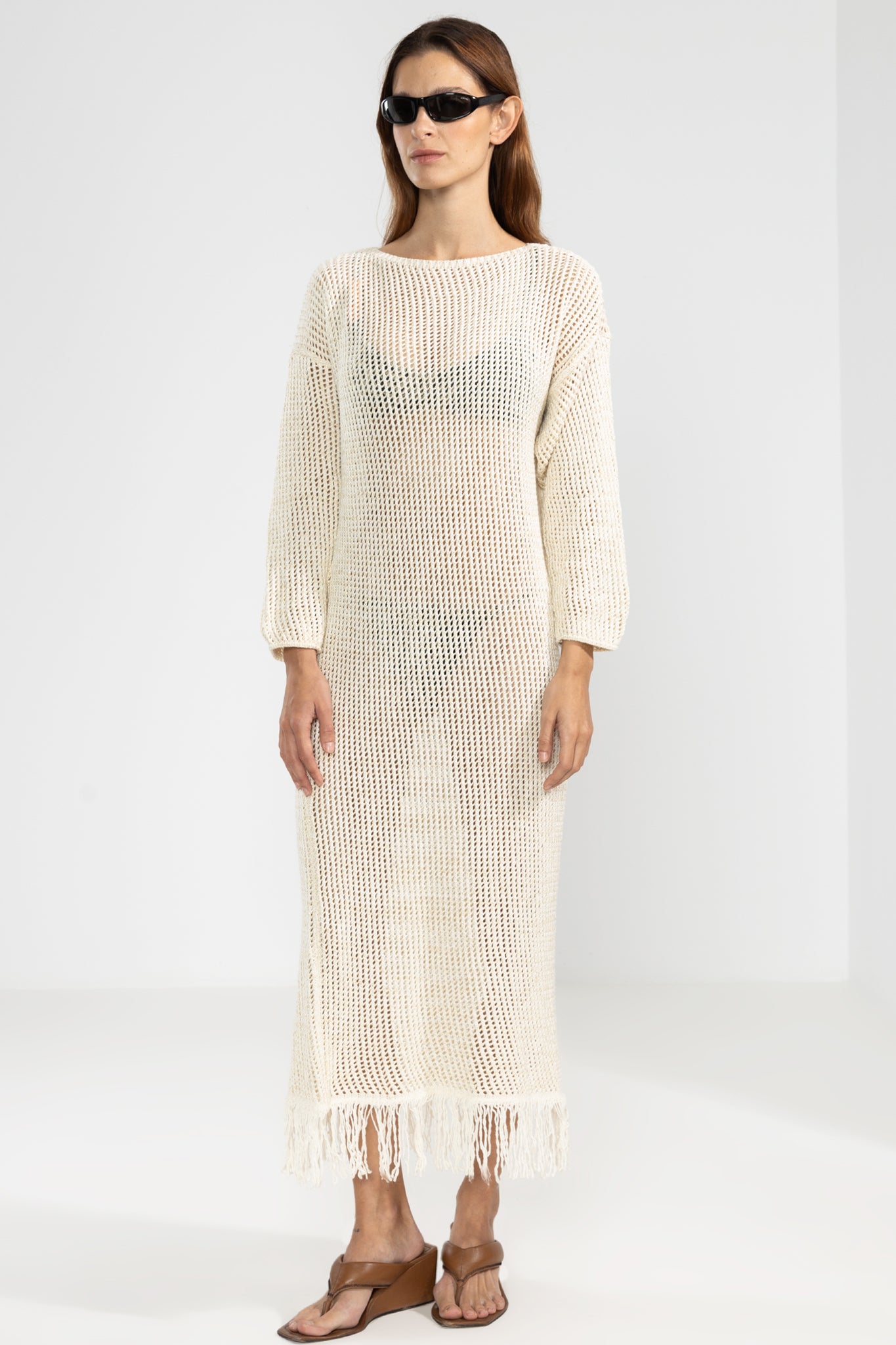 Fringes Dress in Cream
