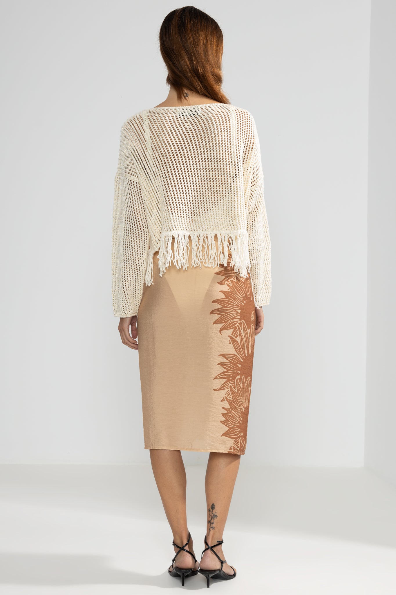 Fransen Pullover in Creme