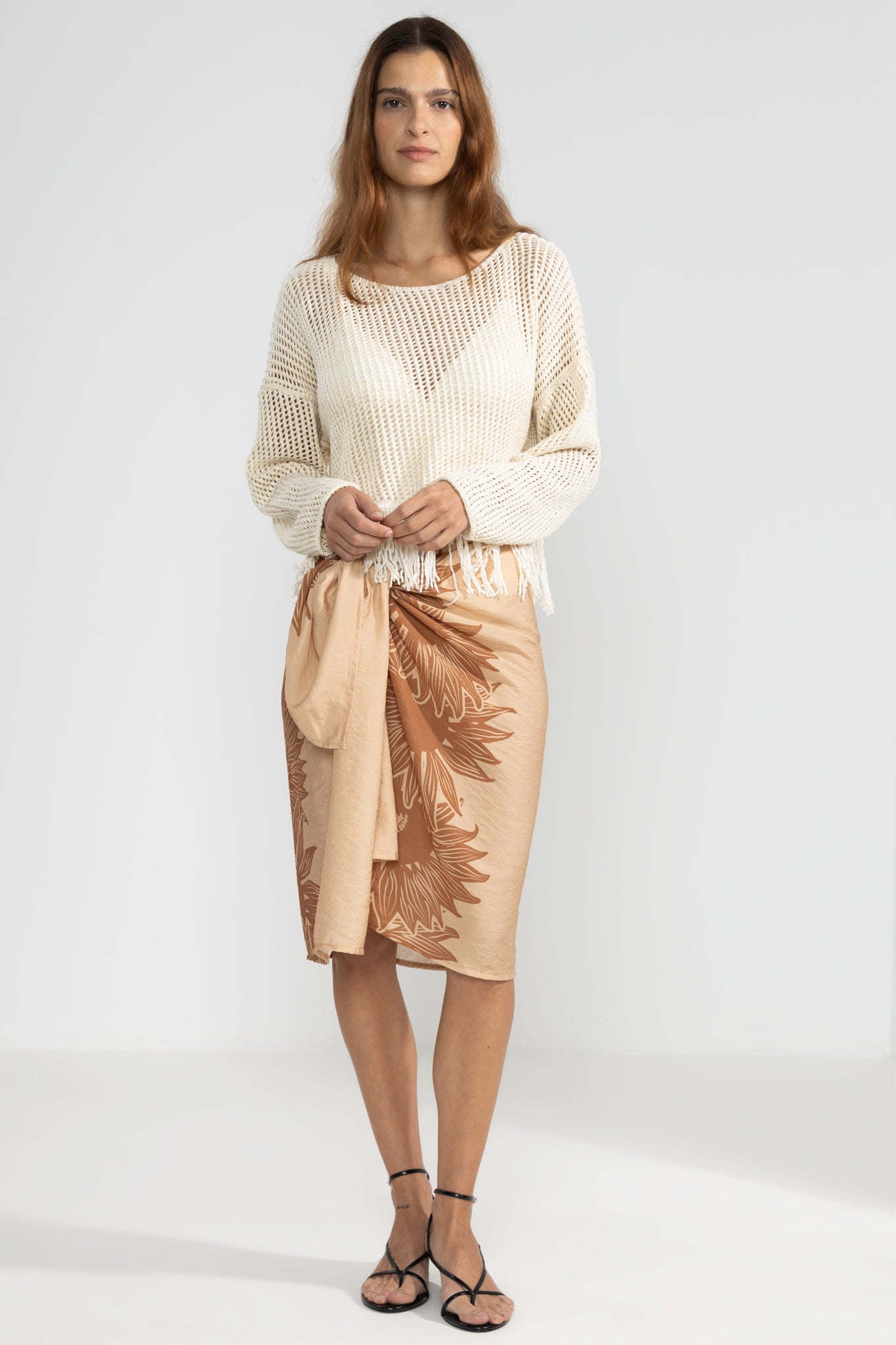 Fransen Pullover in Creme