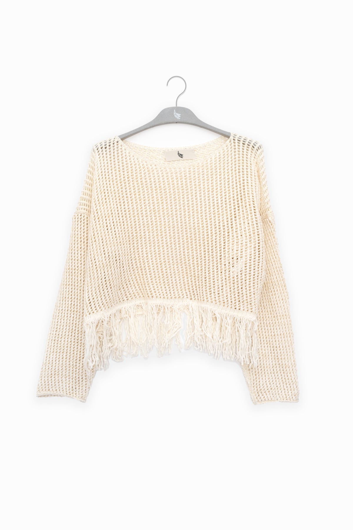 Fransen Pullover in Creme
