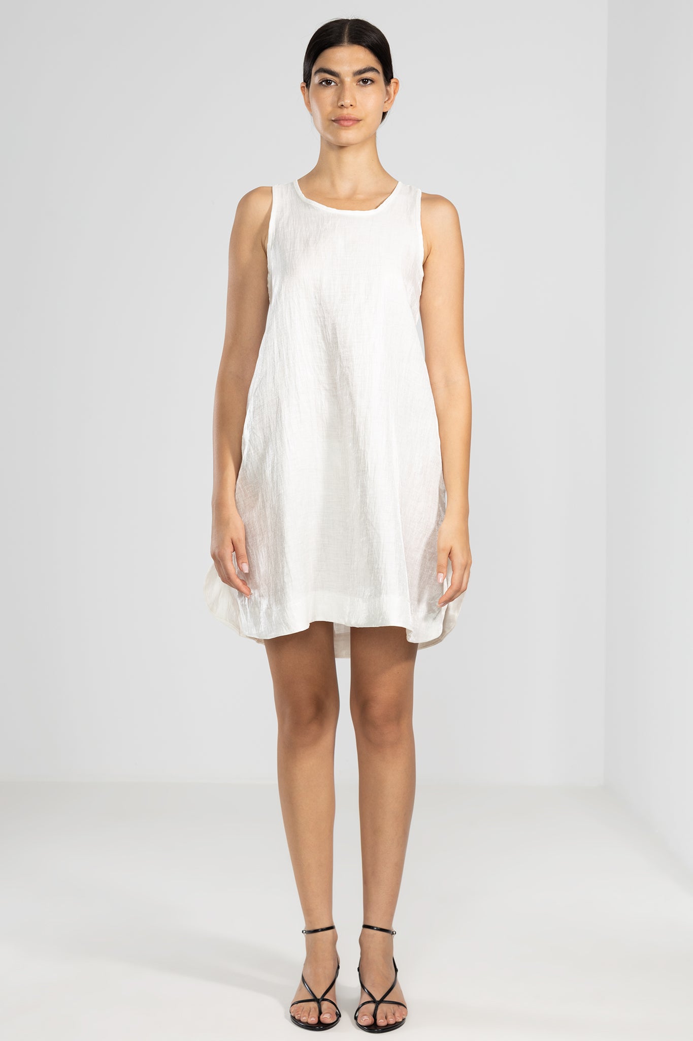 Italian Metallic Linen Short Dress