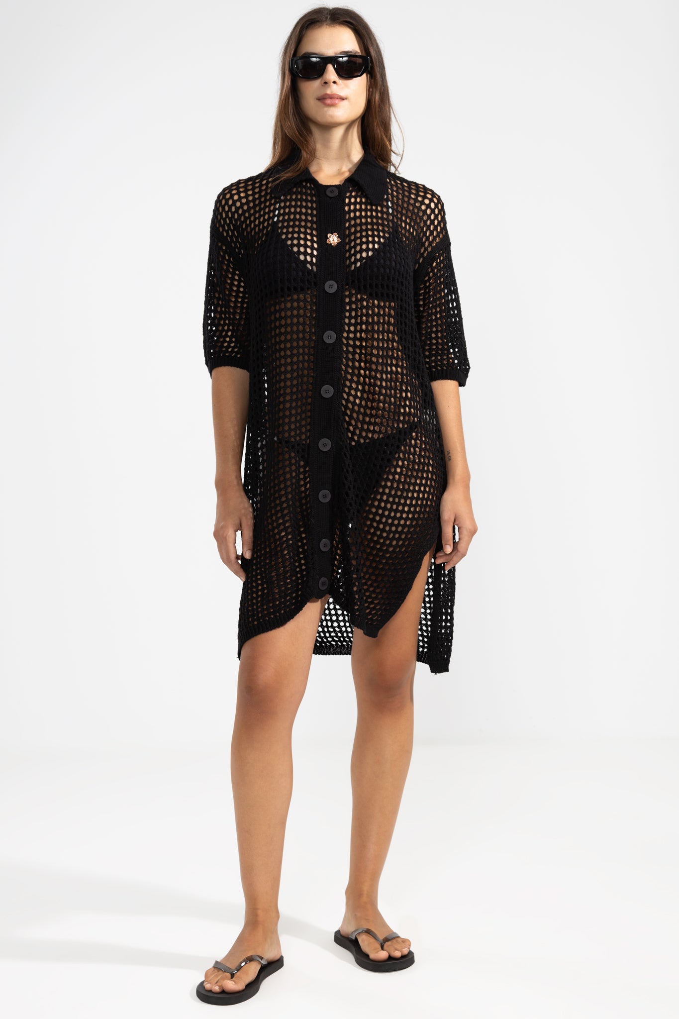 Long Knit Shirt Black