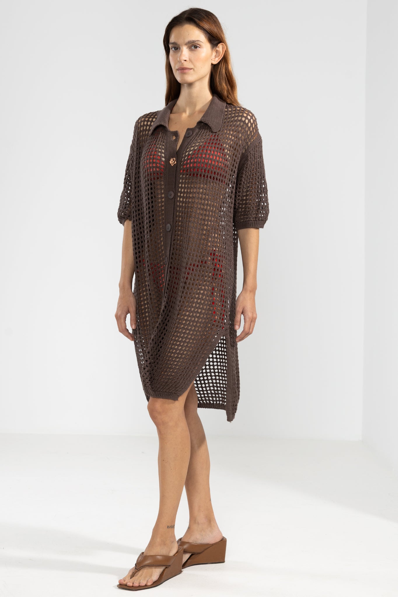 Langes Strickhemd Choco