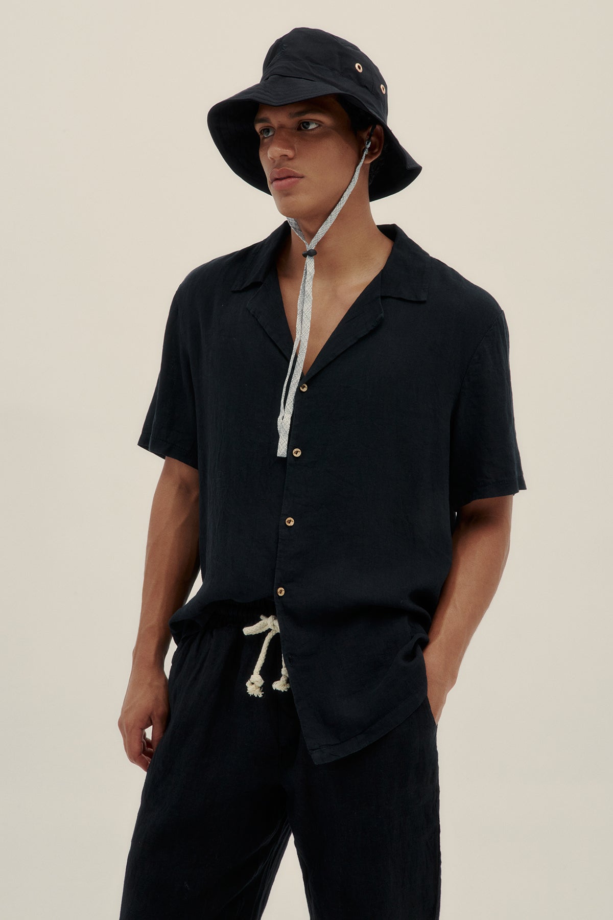 Linen Cotton Camp-Collar Shirt