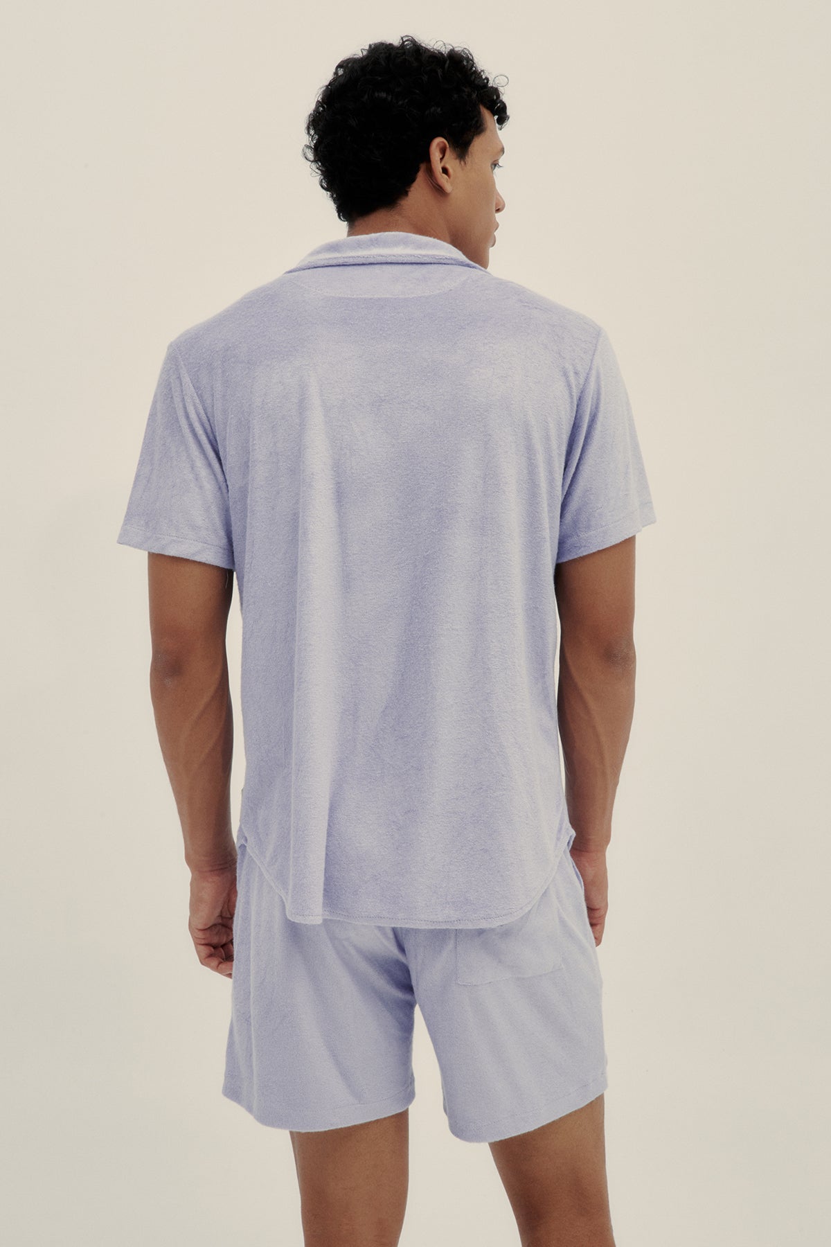 Lavender Terry Camp-Collar Shirt