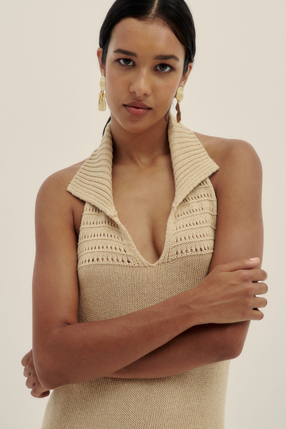 Vestido Tejido Halter Safari - Polonio