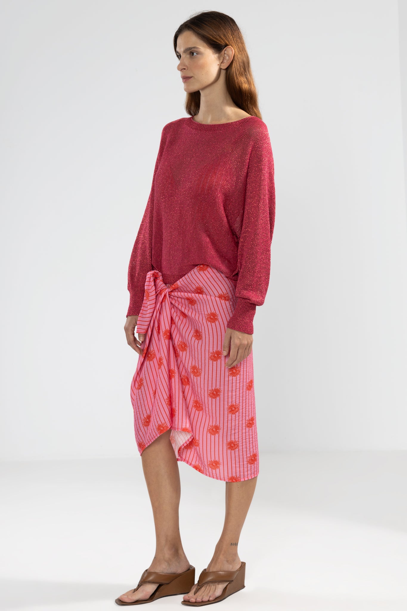 Lu Tiger Lurex Sweater in Fuchsia
