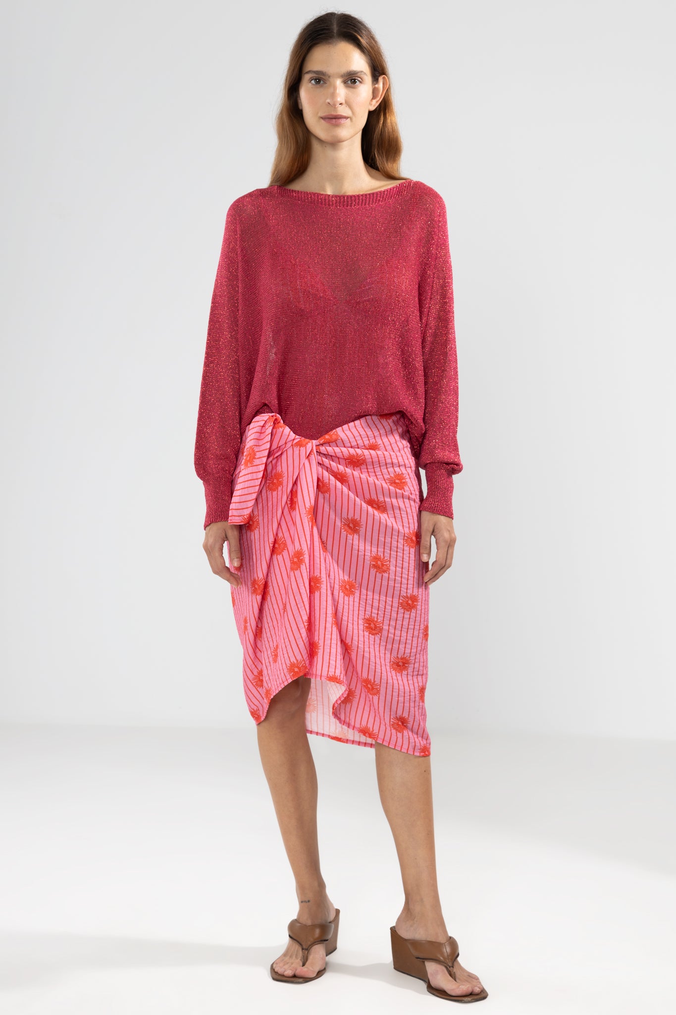 Lu Tiger Lurex Sweater in Fuchsia