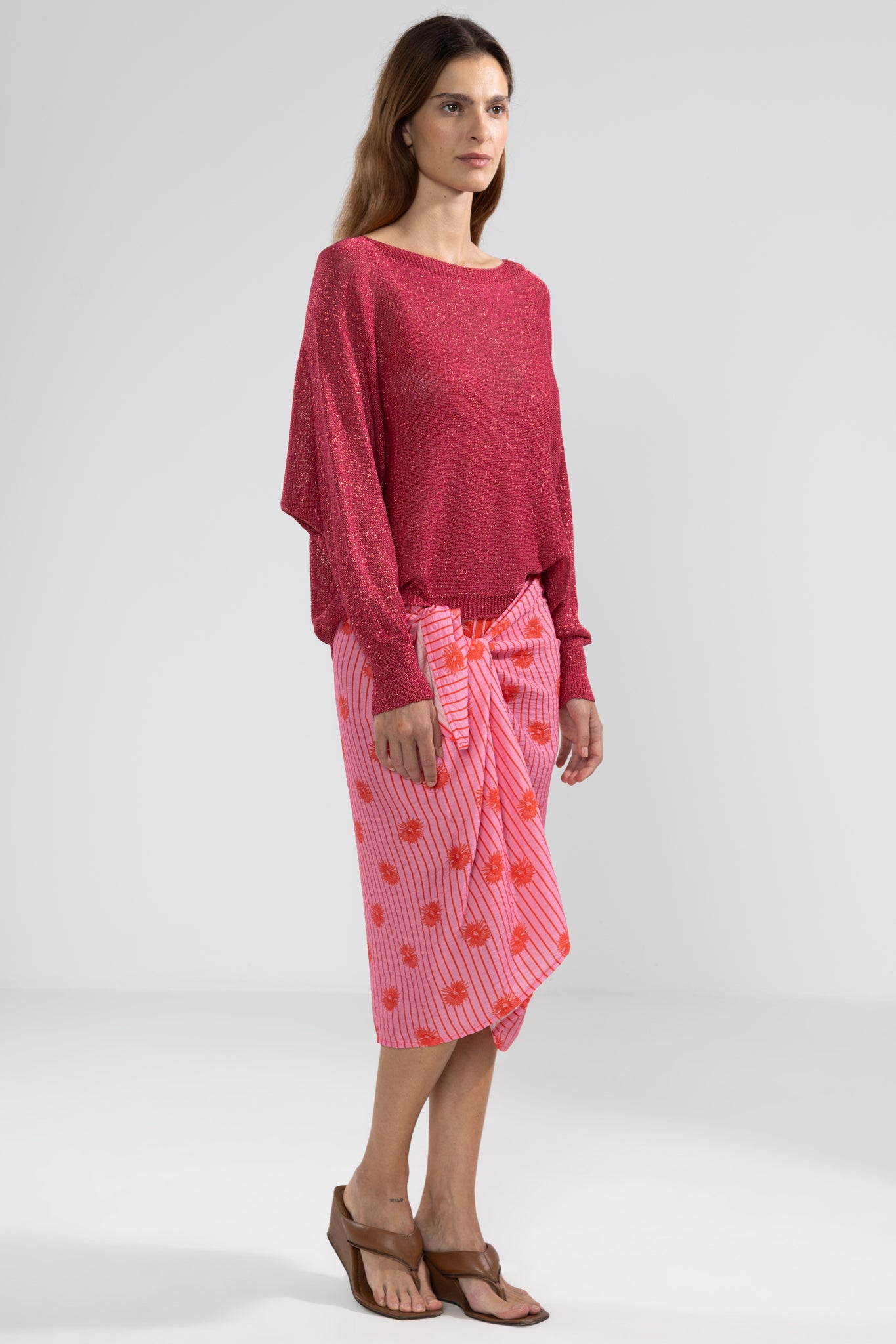 Lu Tiger Lurex Sweater in Fuchsia