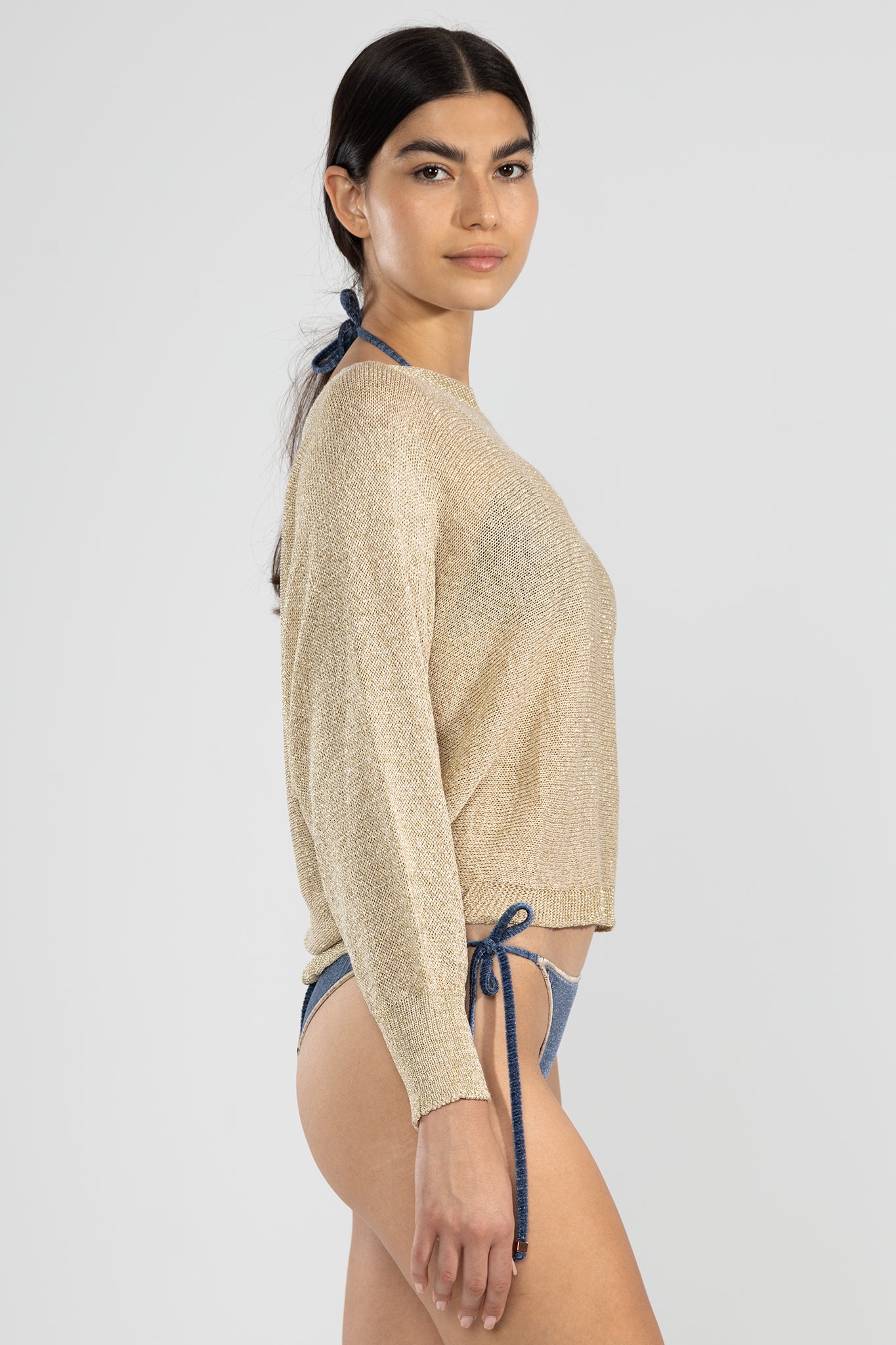 Lu Tiger Lurex Sweater in Gold