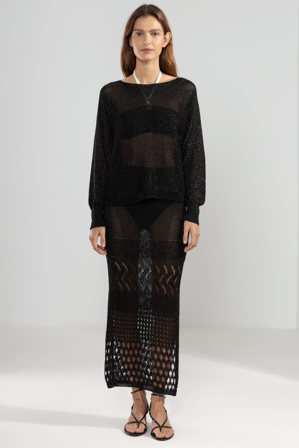 Lu Tiger Lurex Sweater in Black