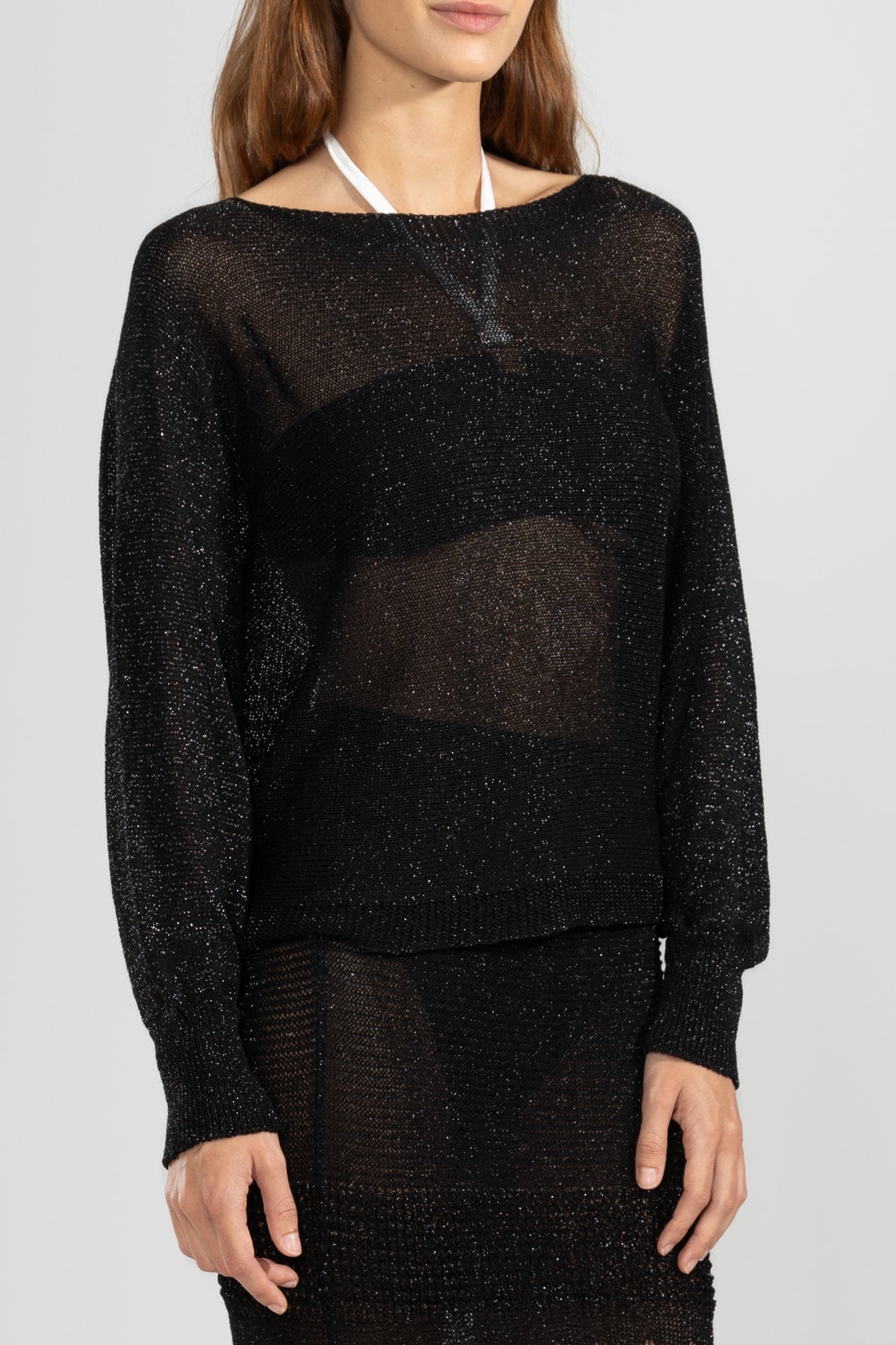 Lurex-Tiger-Jersey in Schwarz