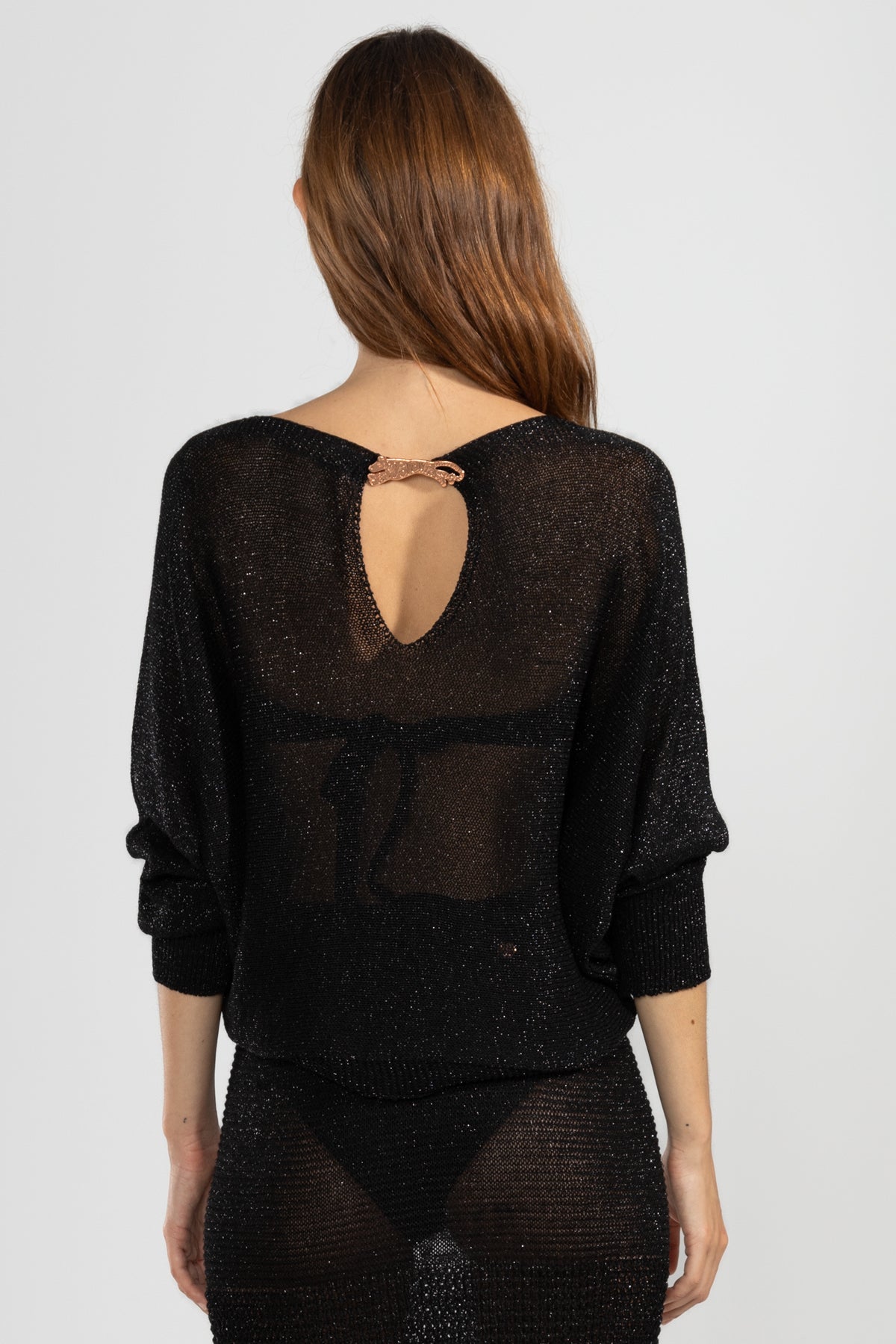 Lurex-Tiger-Jersey in Schwarz