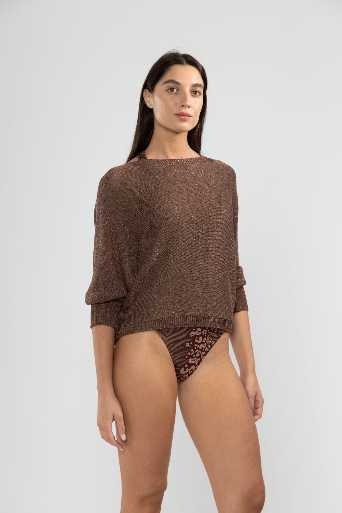 Jersey Lu Tigre en Lurex Chocolat