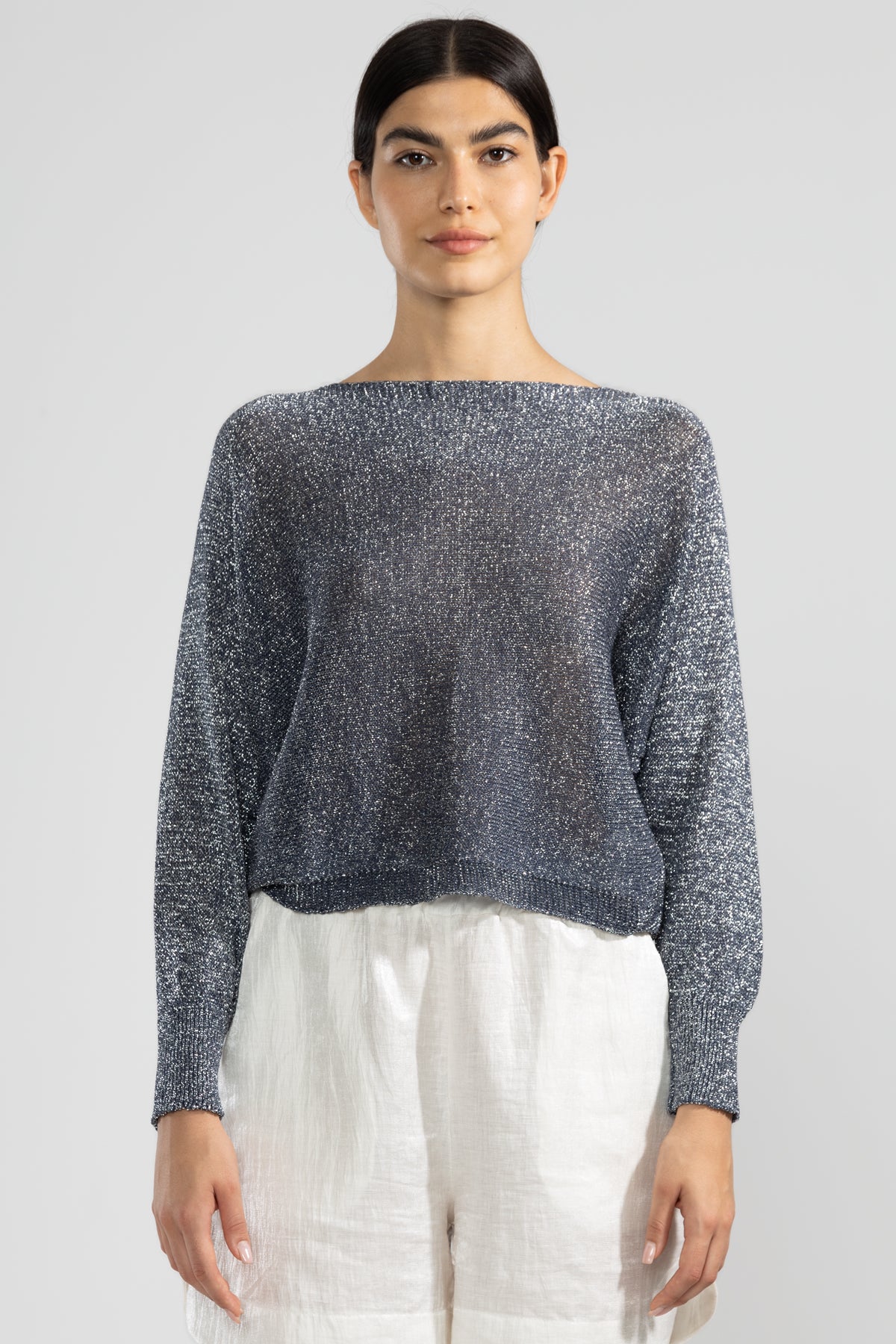 Lu Ring Lurex Sweater in Denim
