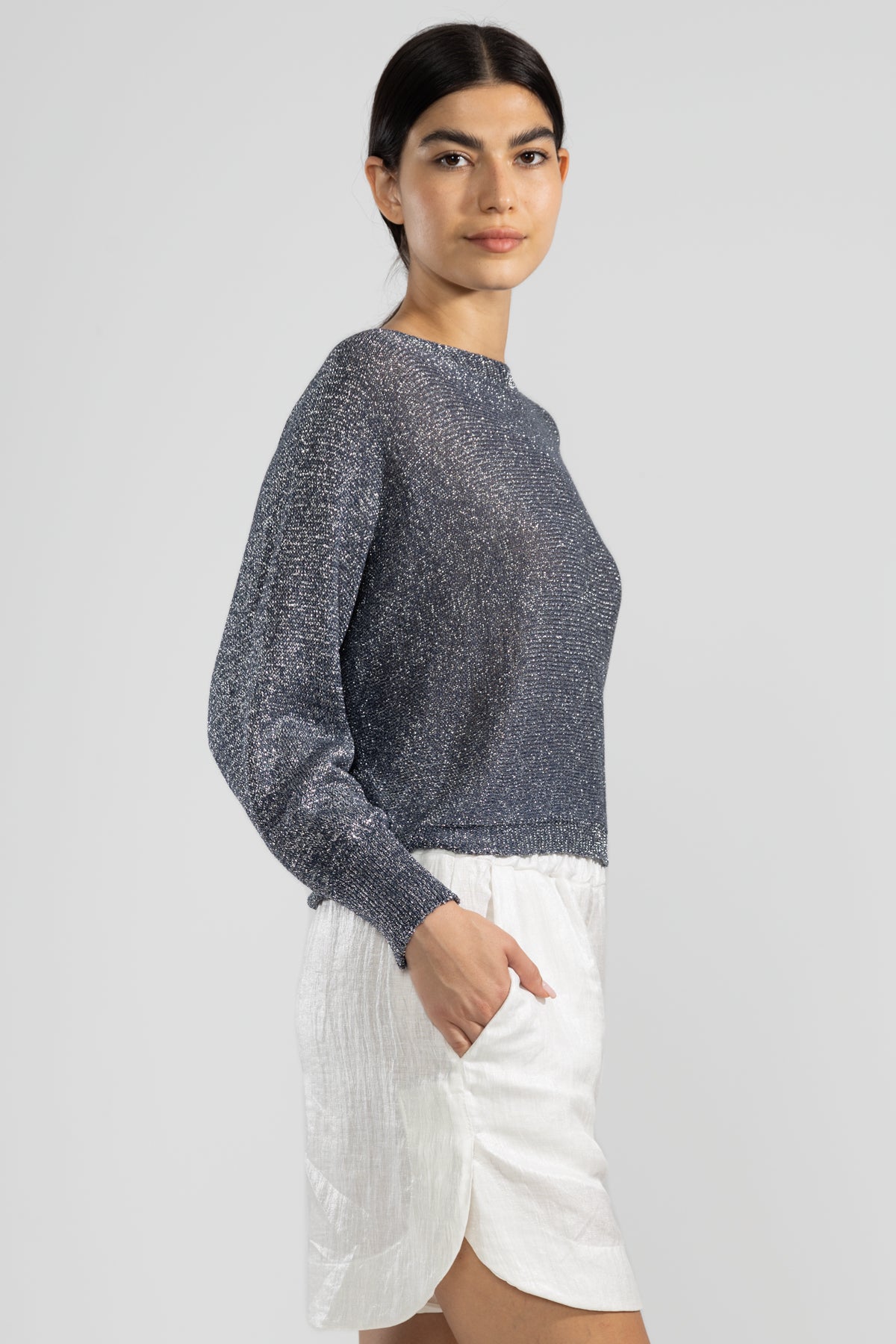 Lu Ring Lurex Sweater in Denim