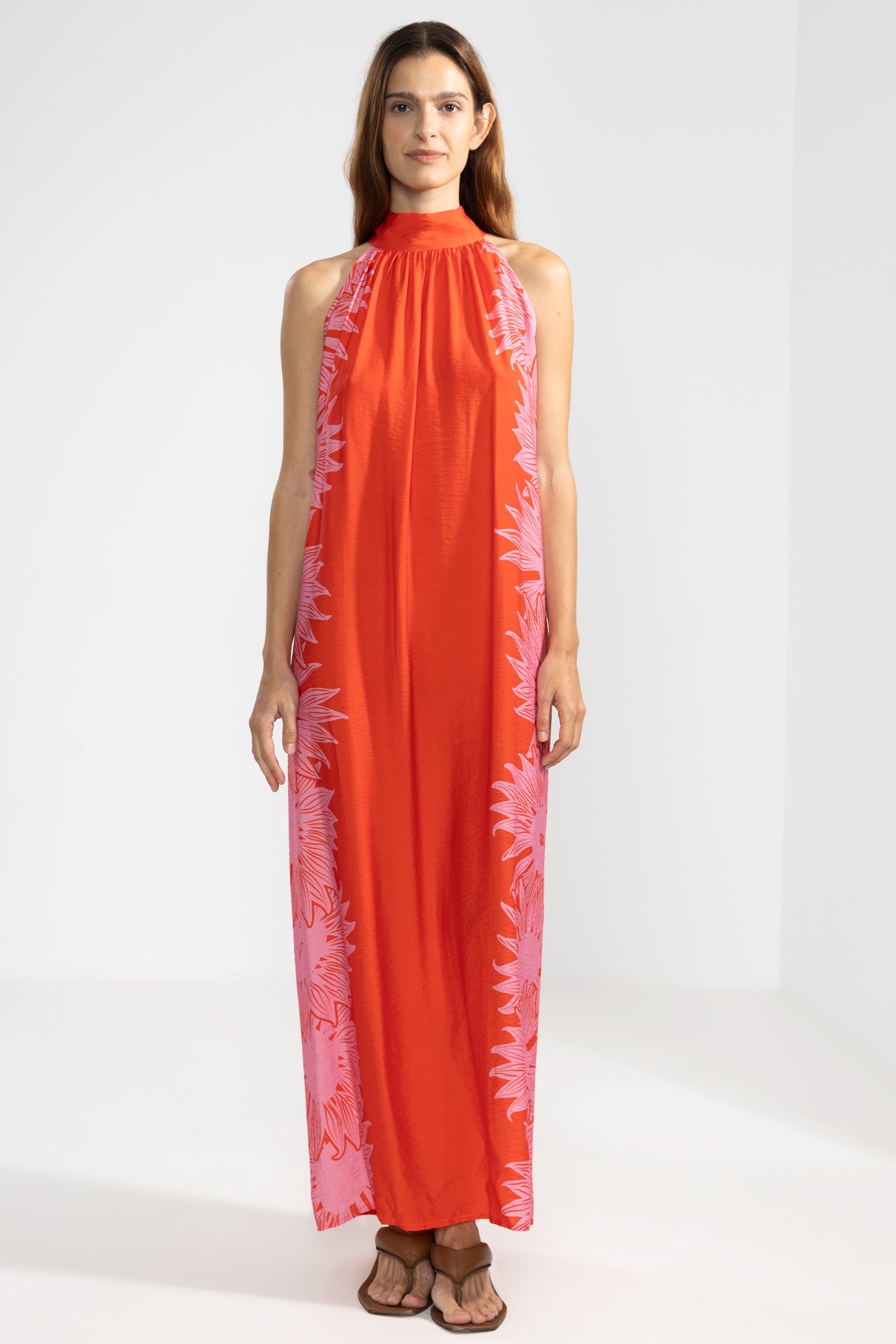 Michu Halter Dress in Bloom Red