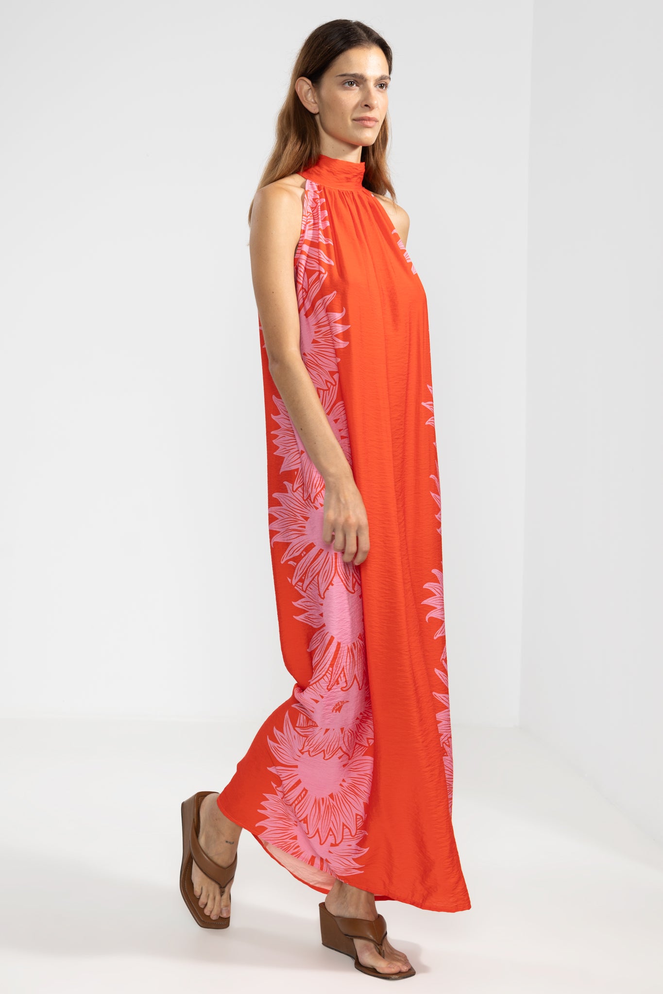 Michu Halter Dress in Bloom Red