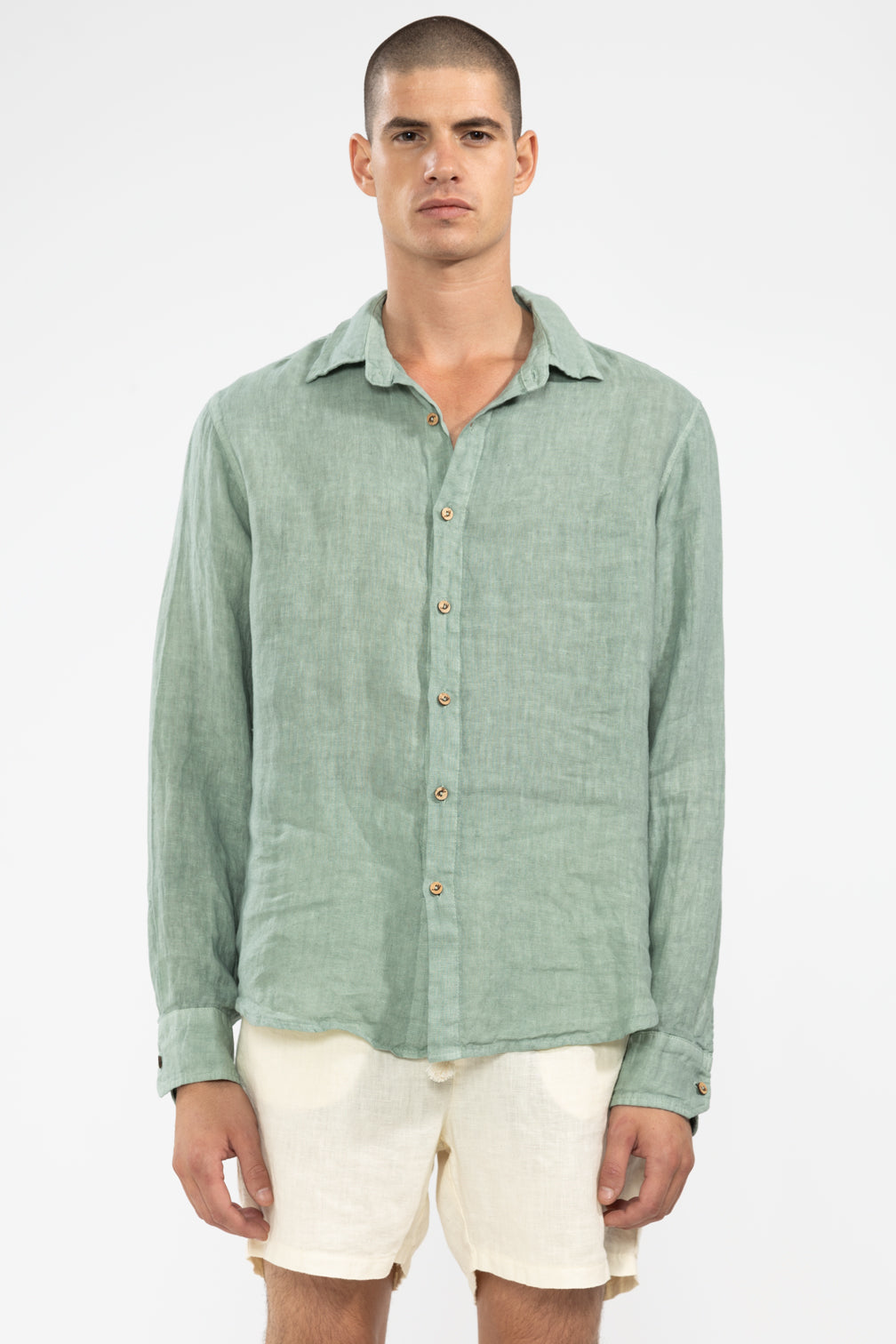 Camisa de Lino 100% Manga Larga Cardamomo