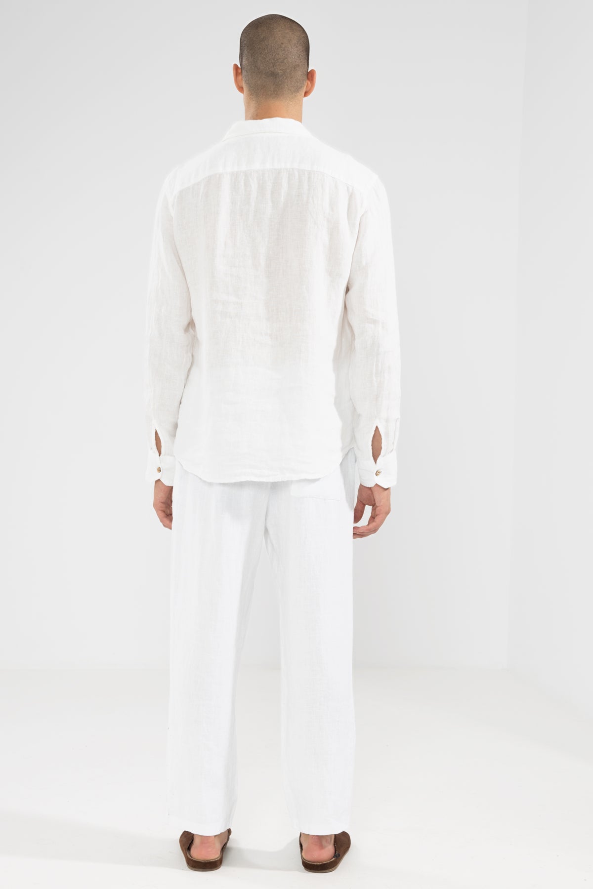 Camicia di lino 100% manica lunga bianca