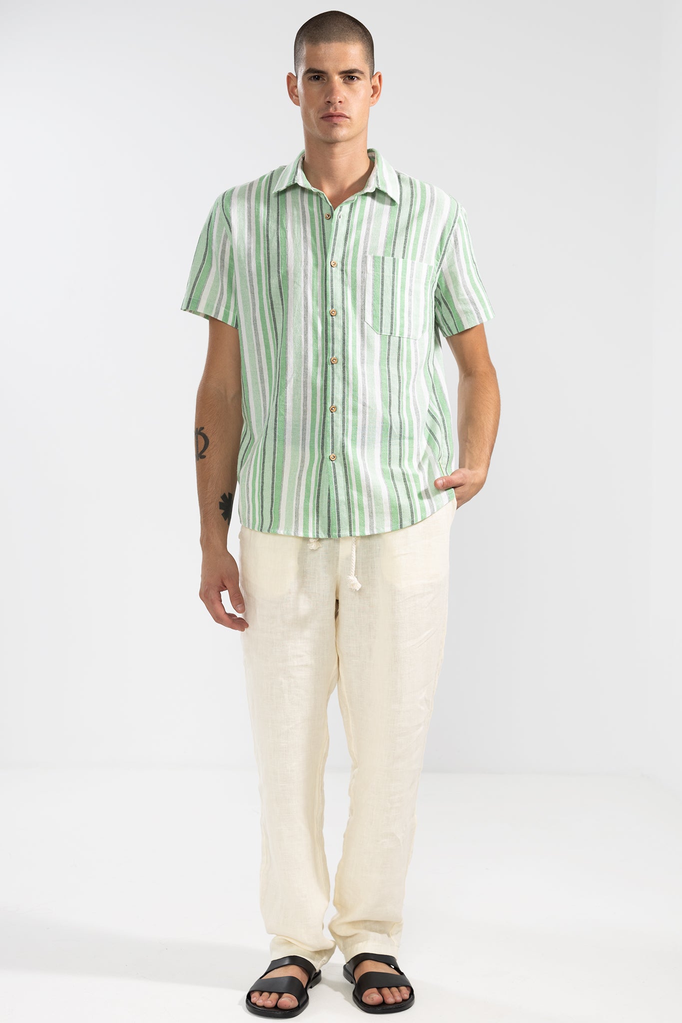 Pantalón 100% Lino Premium Crema