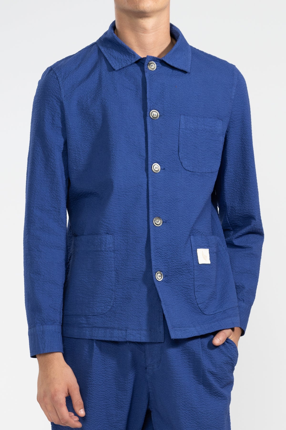 Veste en seersucker bleue