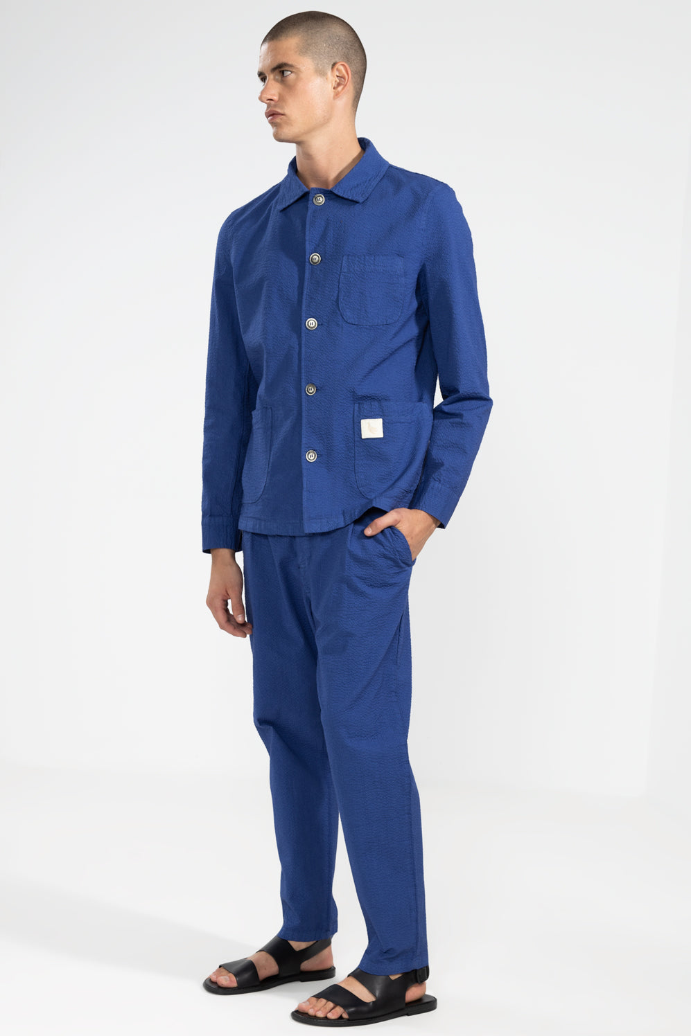 Veste en seersucker bleue