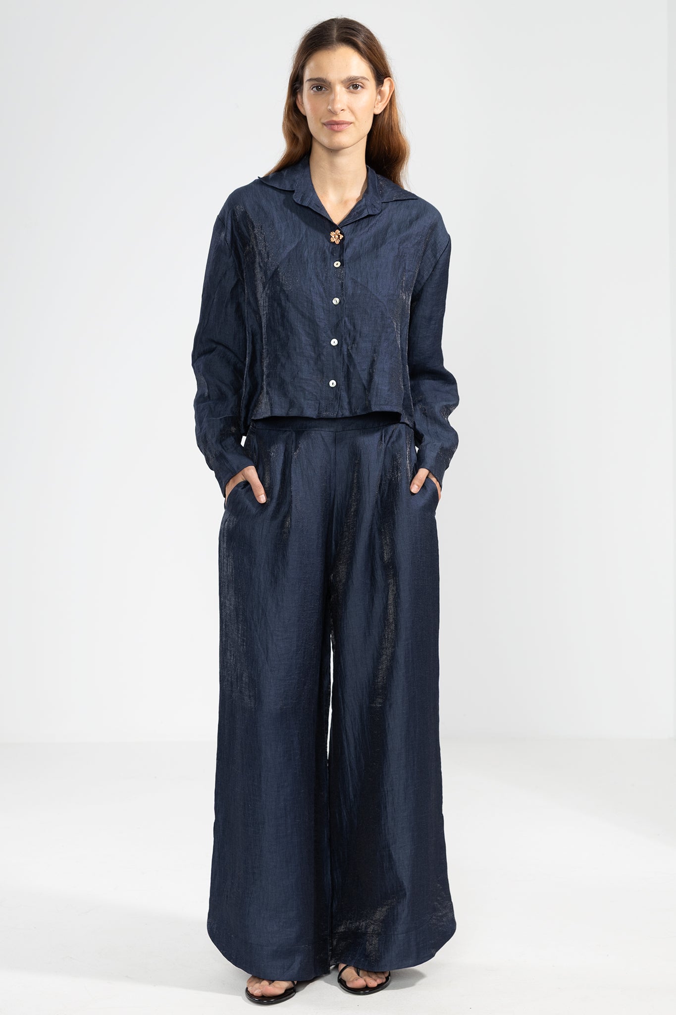 Vale Metallic Linen Pants for Night