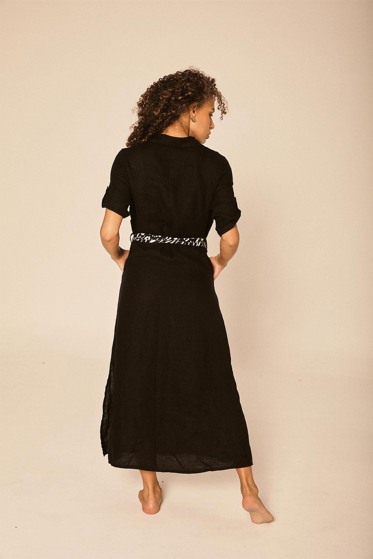 Black Linen Lu Dress - Polonio