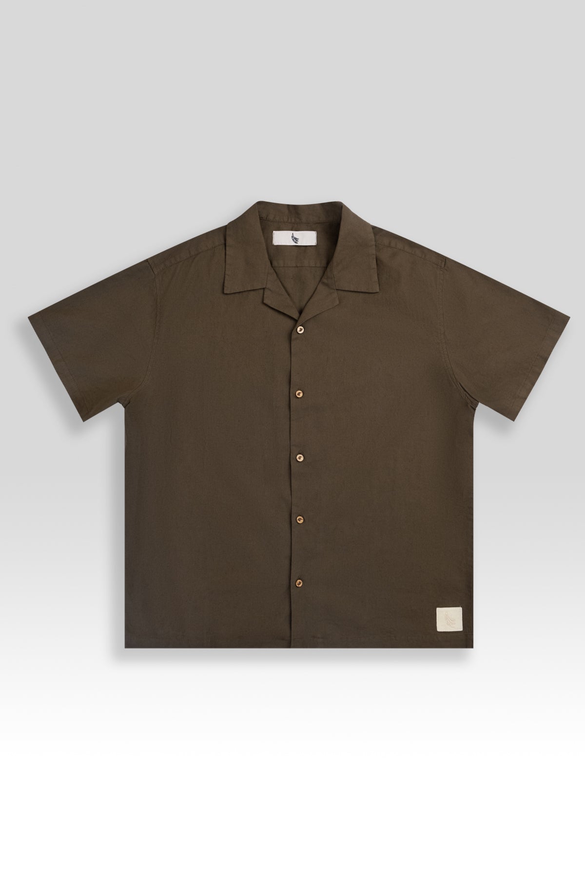camp collar shirt Mens Aloha Shirt made of linen in Oil Green