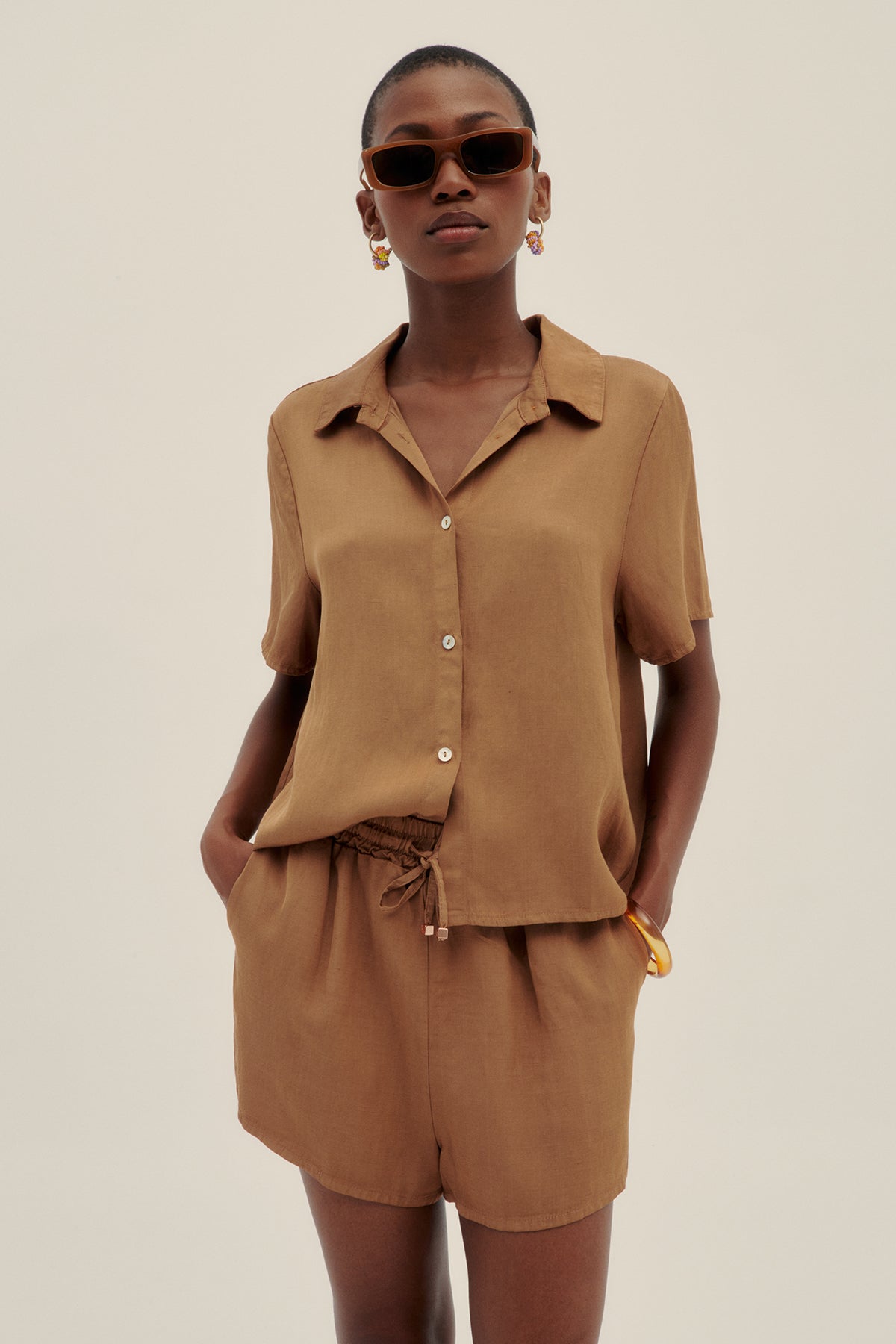 Camisa Manga Corta Bronce - Polonio