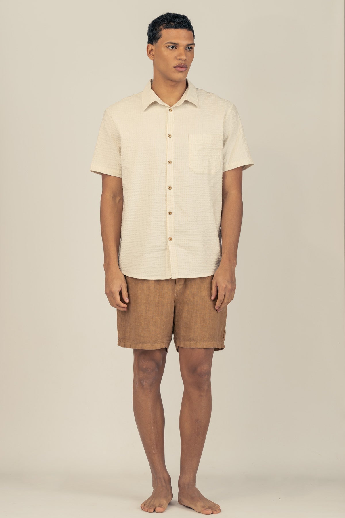 Camisa Manga Corta Fede Crema - Polonio