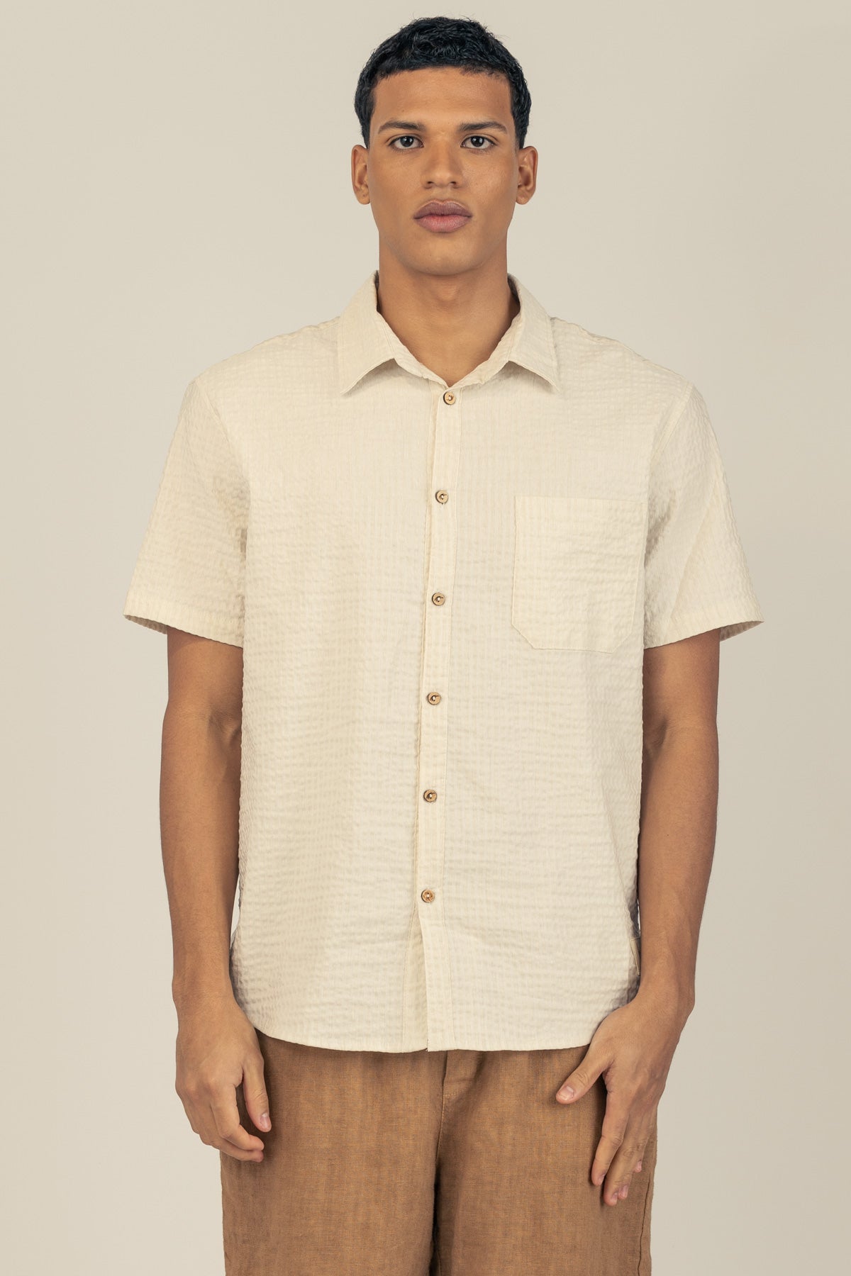 Camisa Manga Corta Fede Crema - Polonio