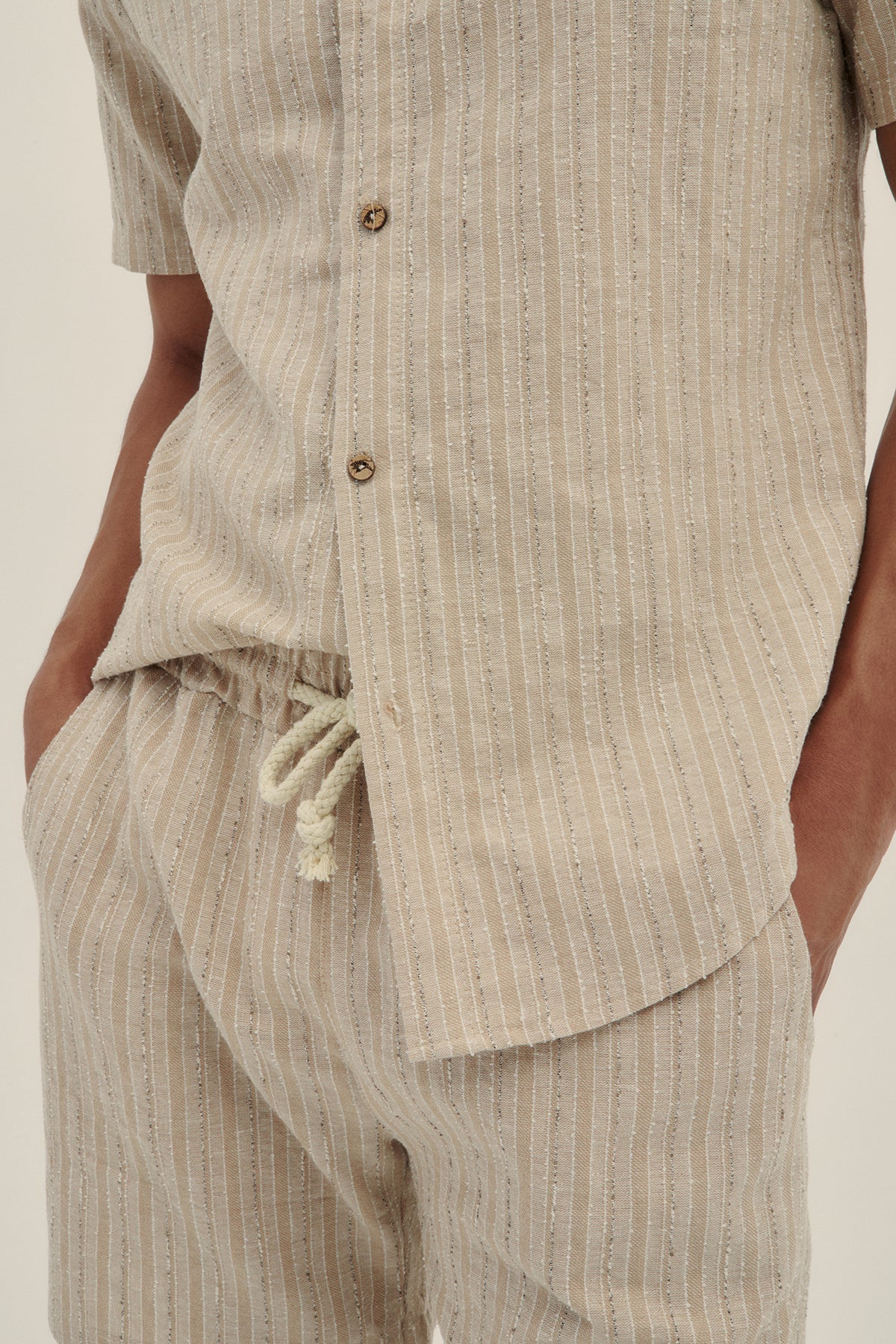 Camisa Manga Corta Tonal Crema - Polonio