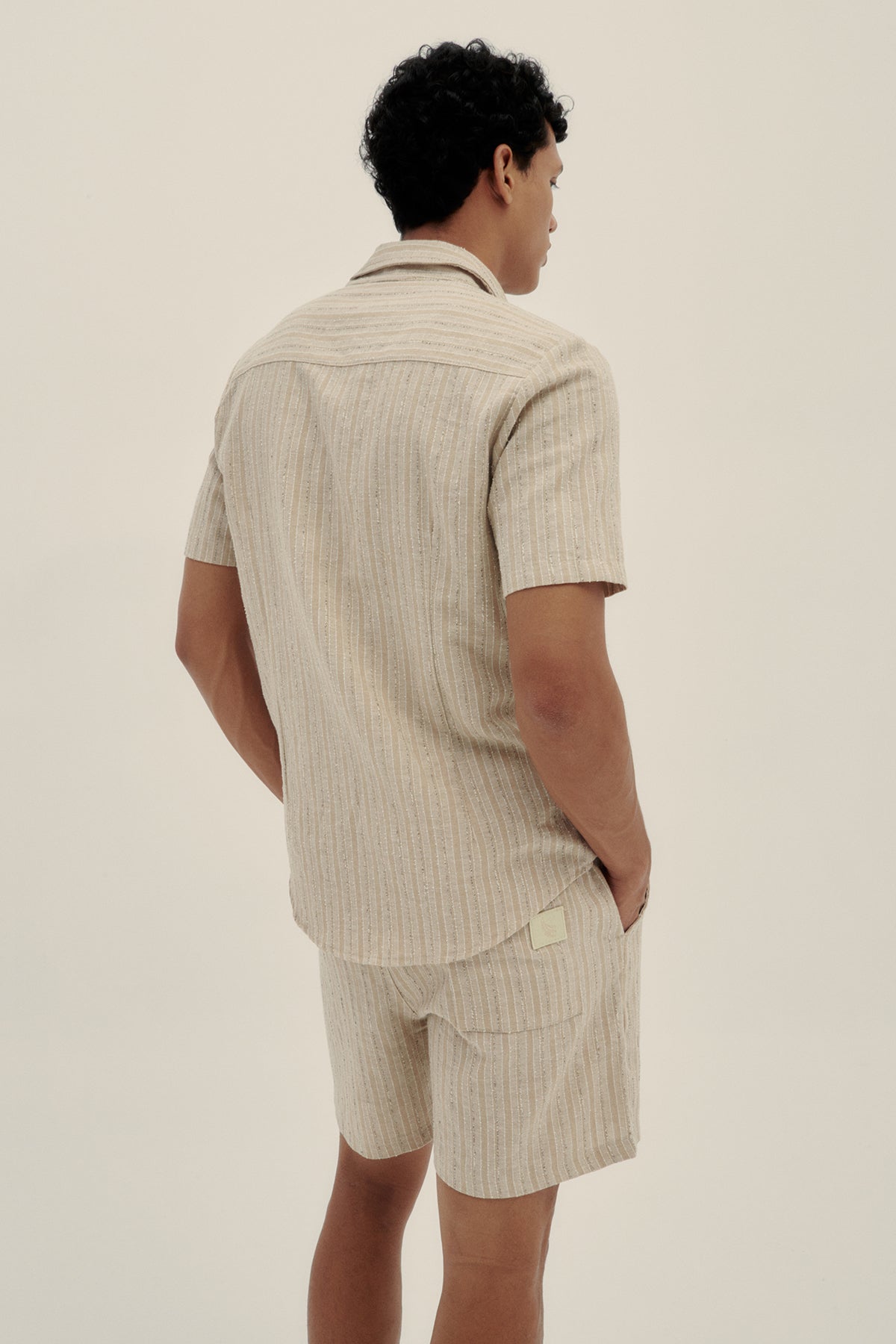 Camisa Manga Corta Tonal Crema - Polonio