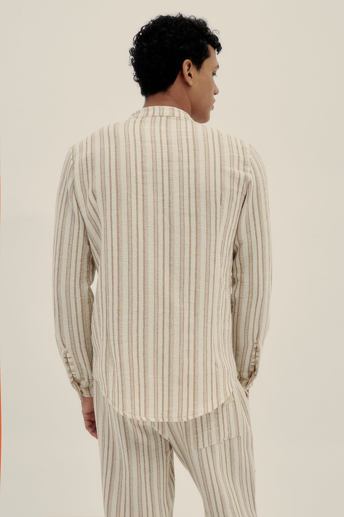 Camisa Manga Larga Rayas Crema - Polonio