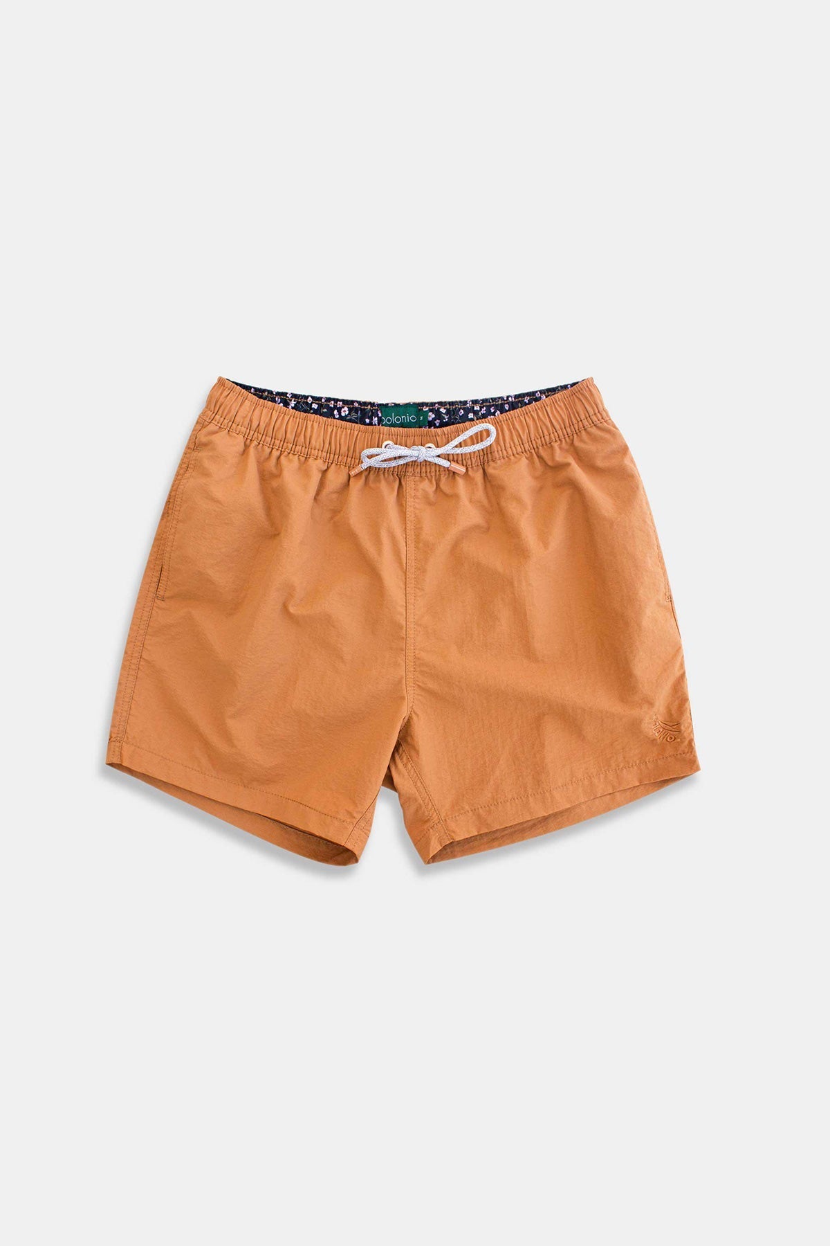 Caramel Crinkle Nylon Classic Swim Trunks - Polonio