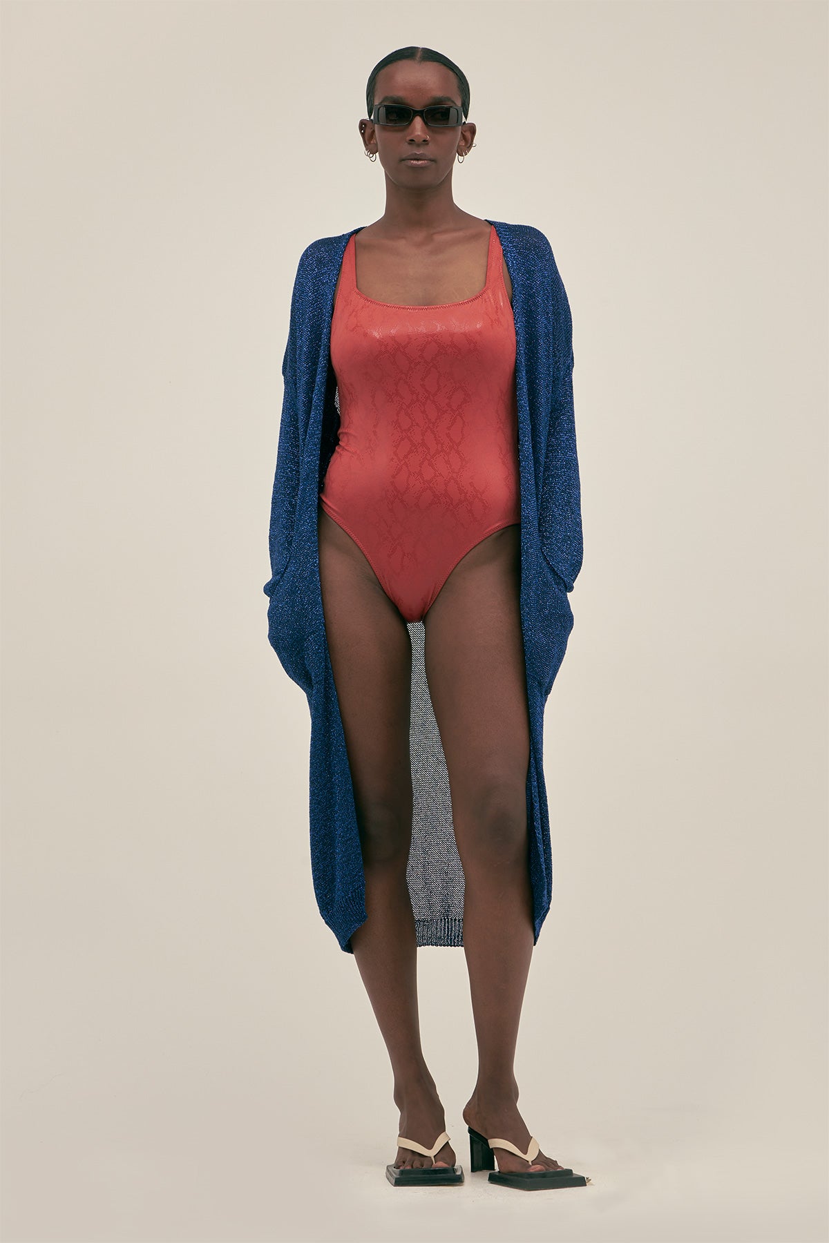 Cardigan Lu Lurex Azul - Polonio