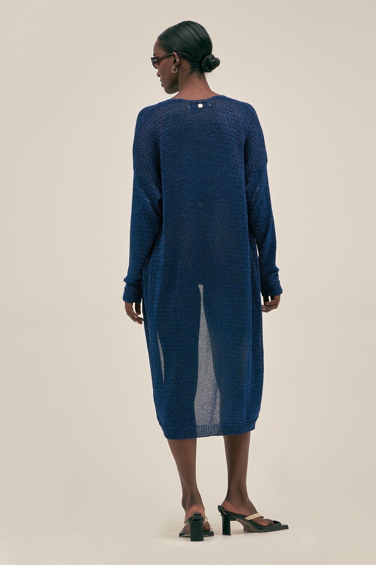 Cardigan Lu Lurex Azul - Polonio