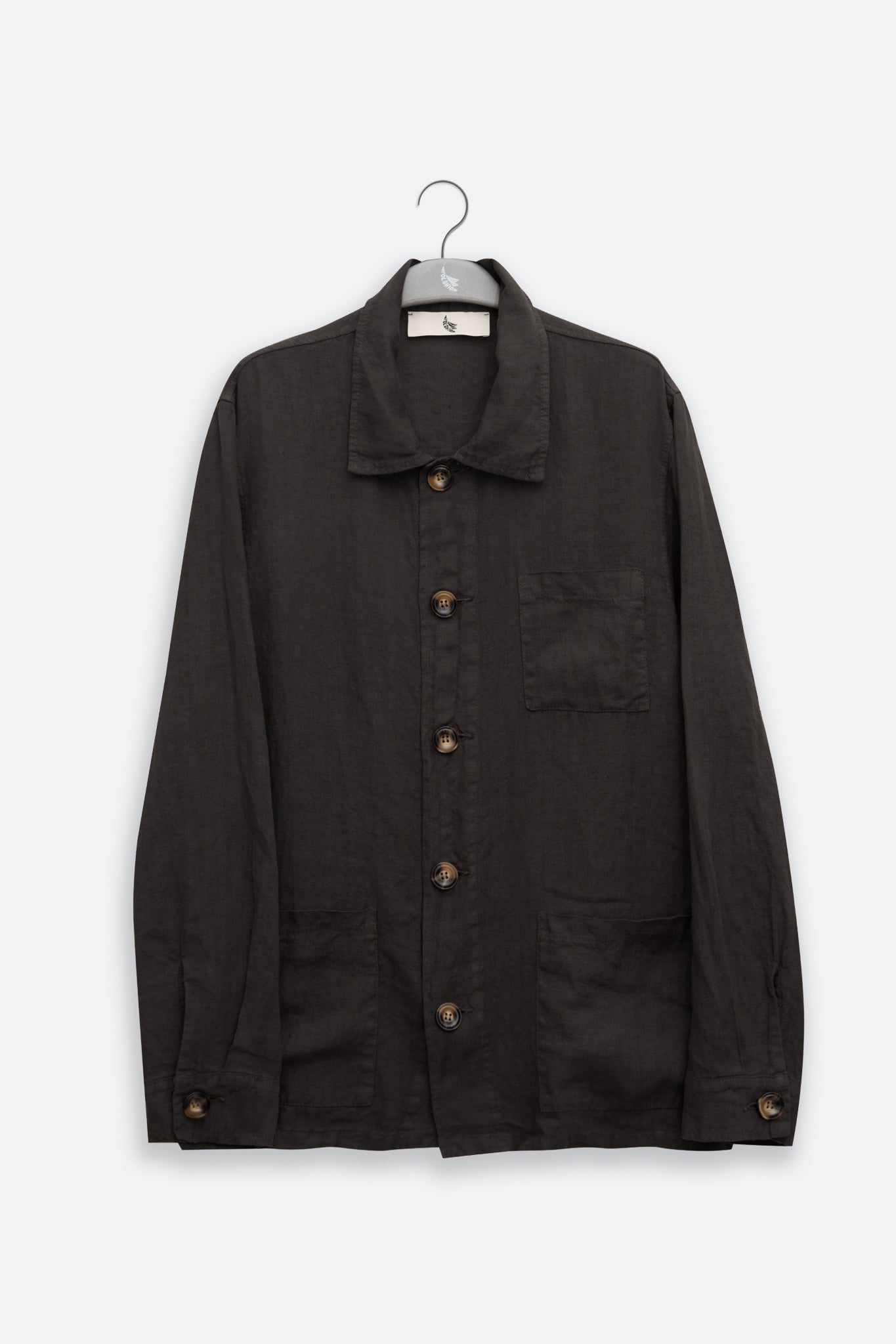 100% Black Linen Jacket | Polonio