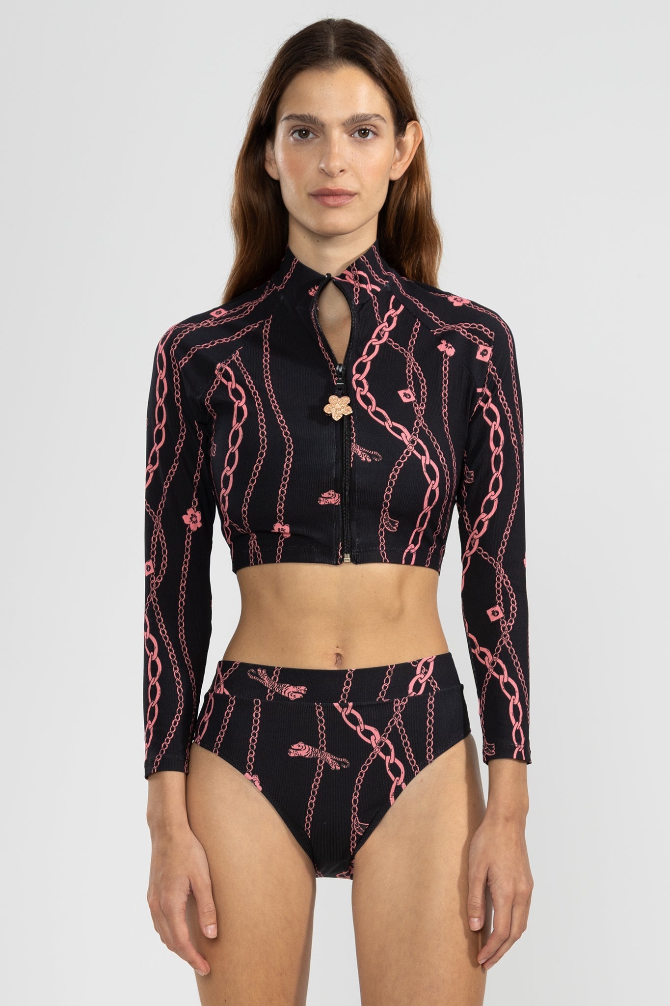 Crop Top Bikini Chain Gang Black - Polonio Uruguay